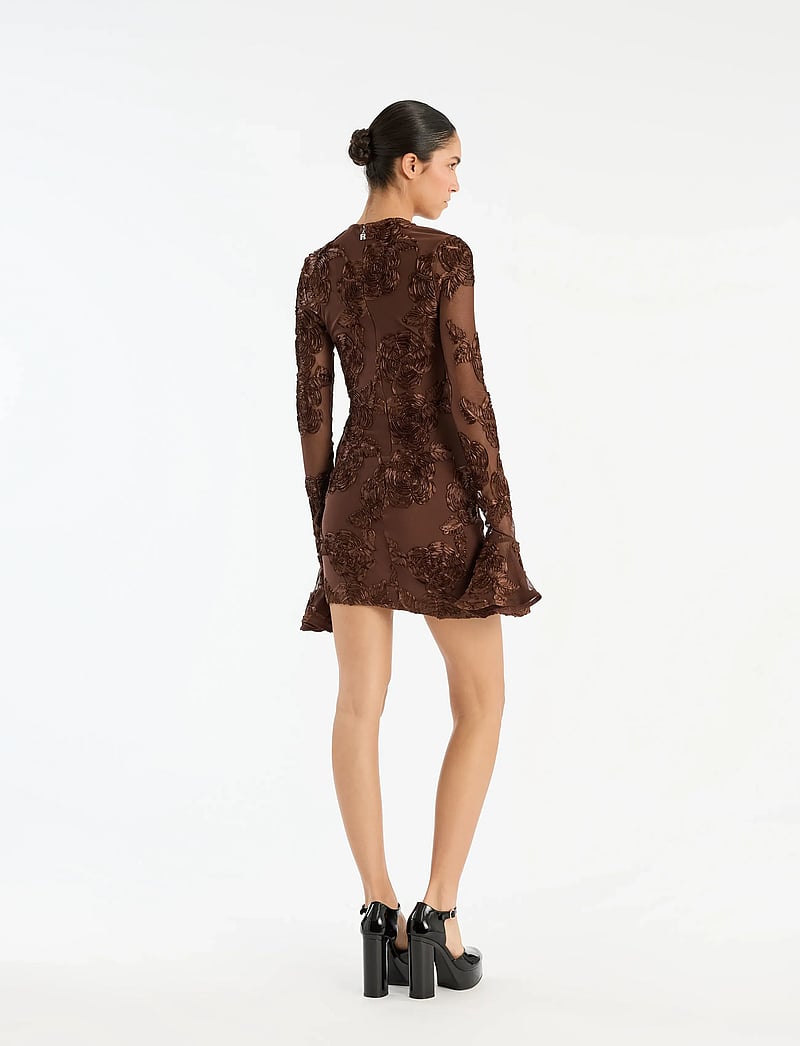 ROTATE Birger Christensen - FLOWER MESH MINI DRESS - aftonklänningar - chicory coffee - 4