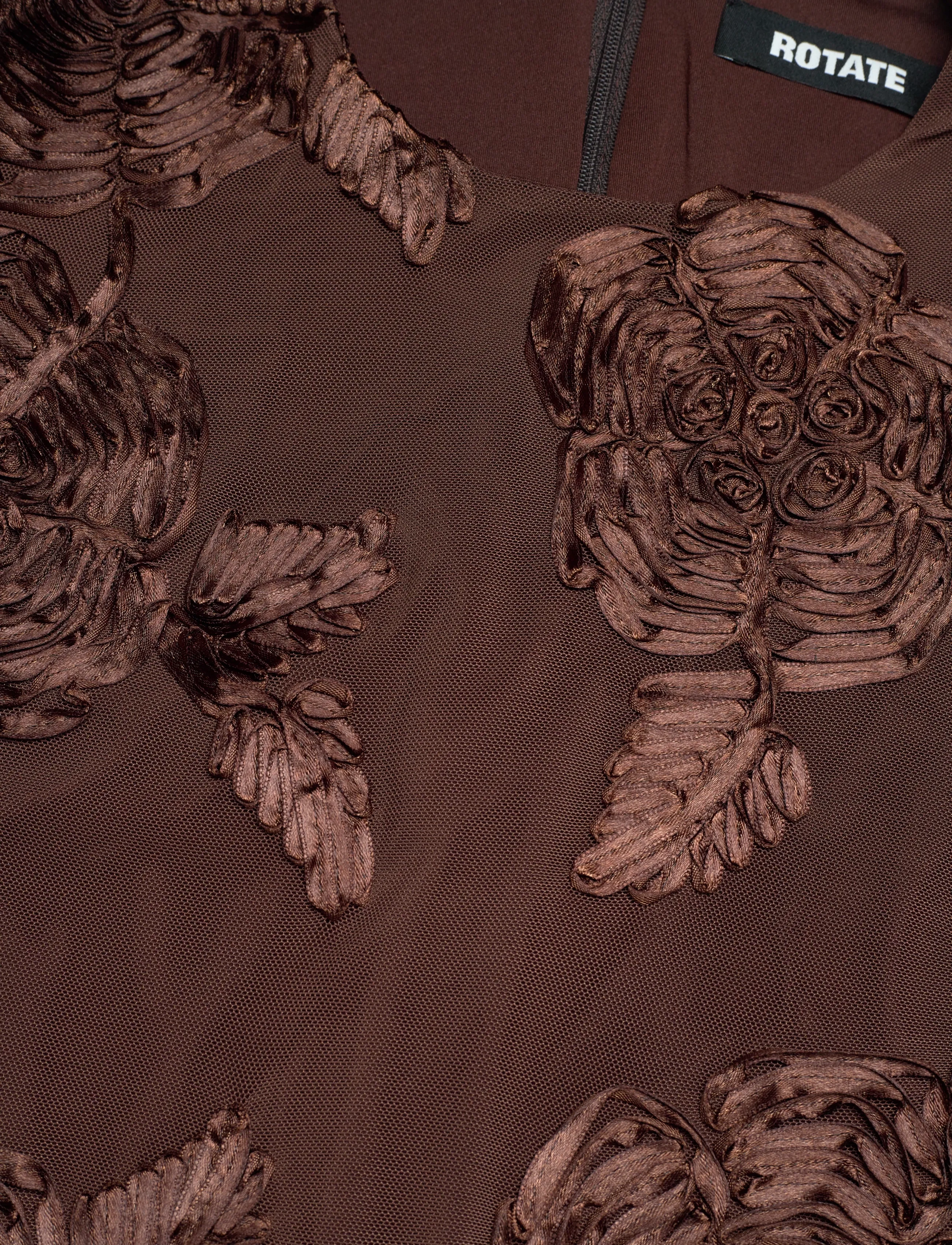 ROTATE - FLOWER MESH MINI DRESS - chicory coffee - 5