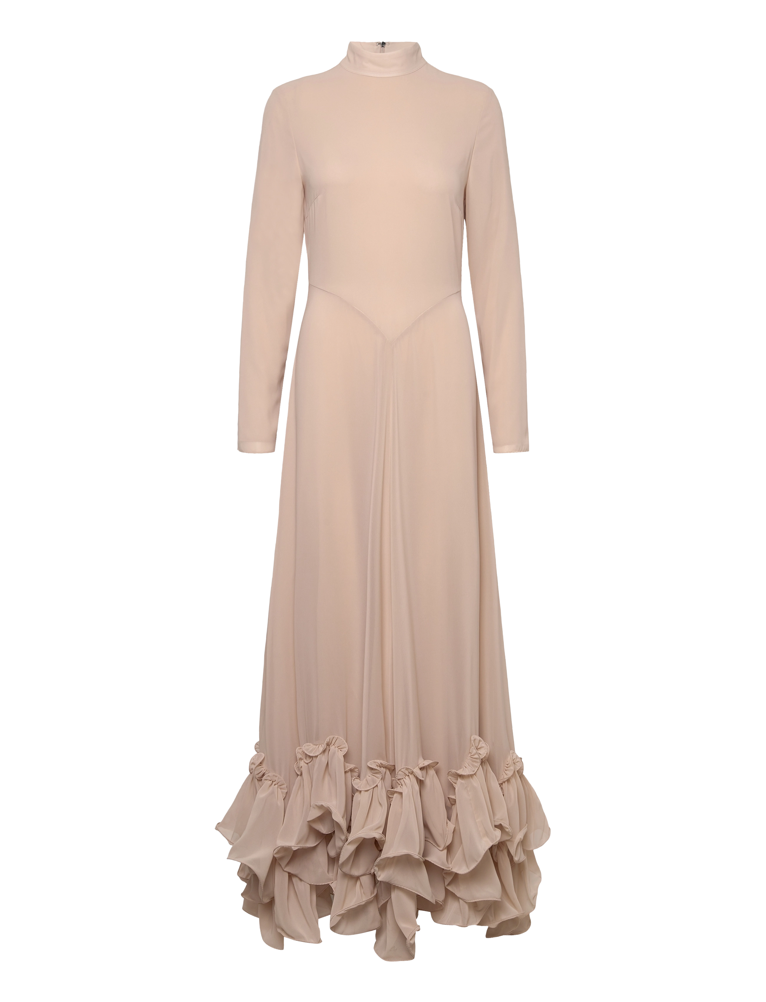 ROTATE CHIFFON MAXI RUFFLE DRESS - Aftenkjoler - NOUGAT / beige