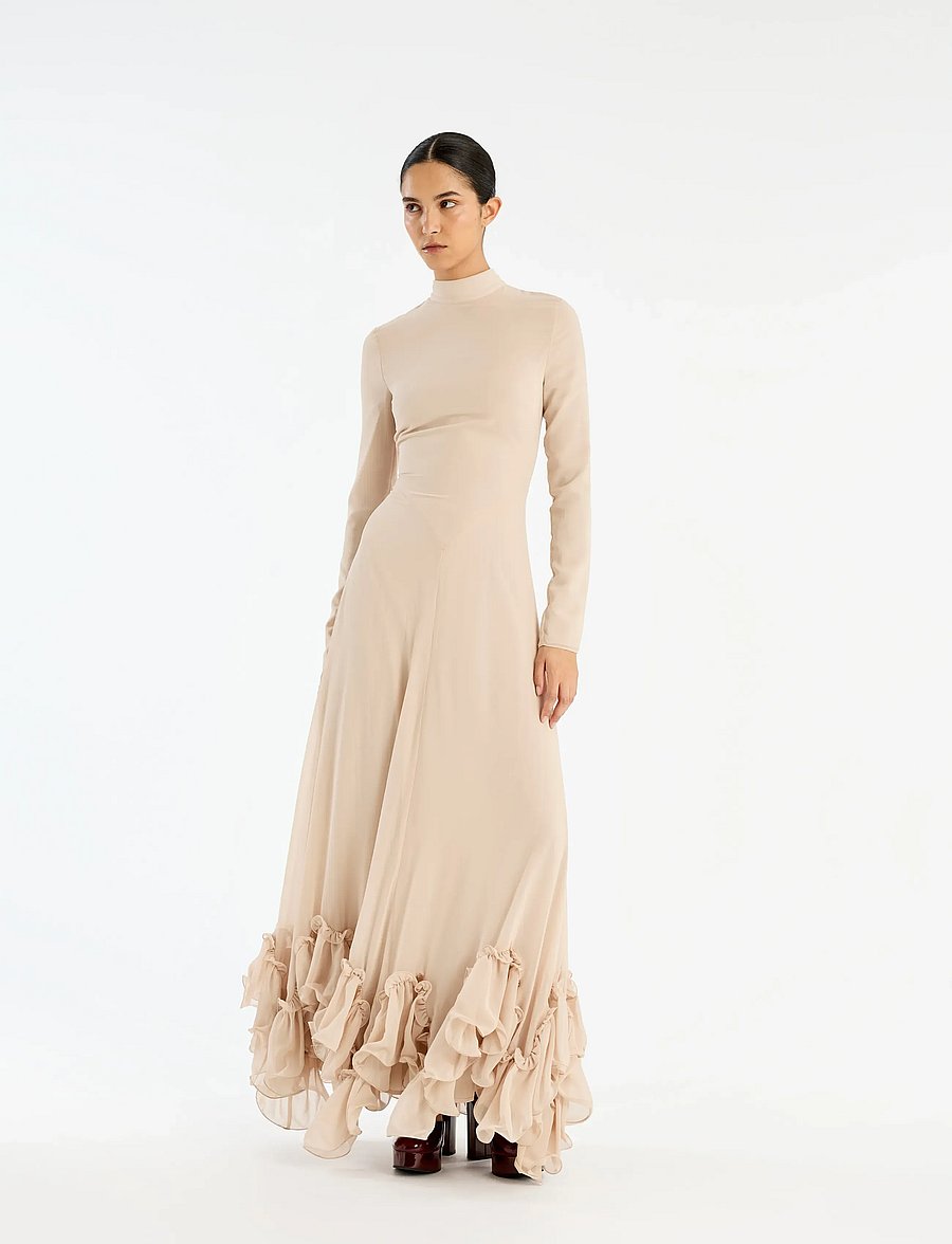 ROTATE - CHIFFON MAXI RUFFLE DRESS - abendkleider - nougat - 0