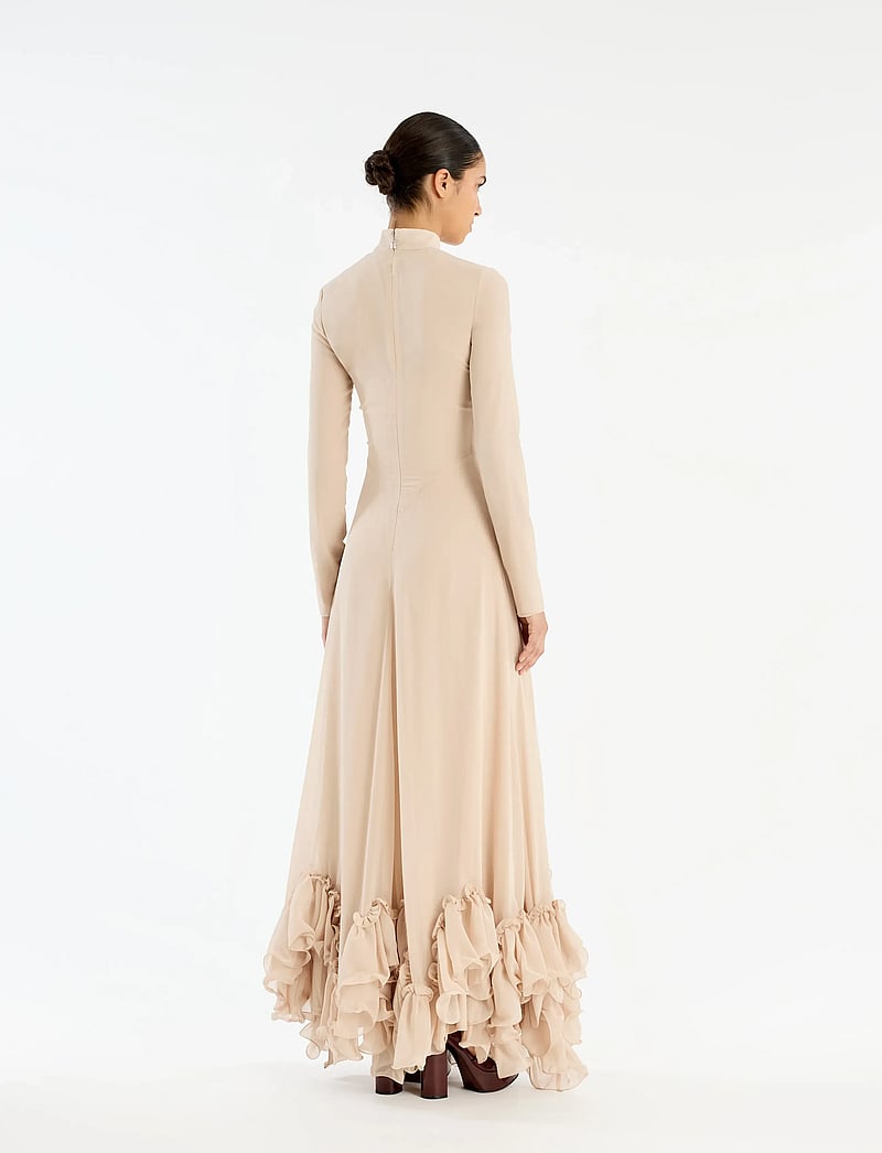 ROTATE - CHIFFON MAXI RUFFLE DRESS - aftenkjoler - nougat - 3