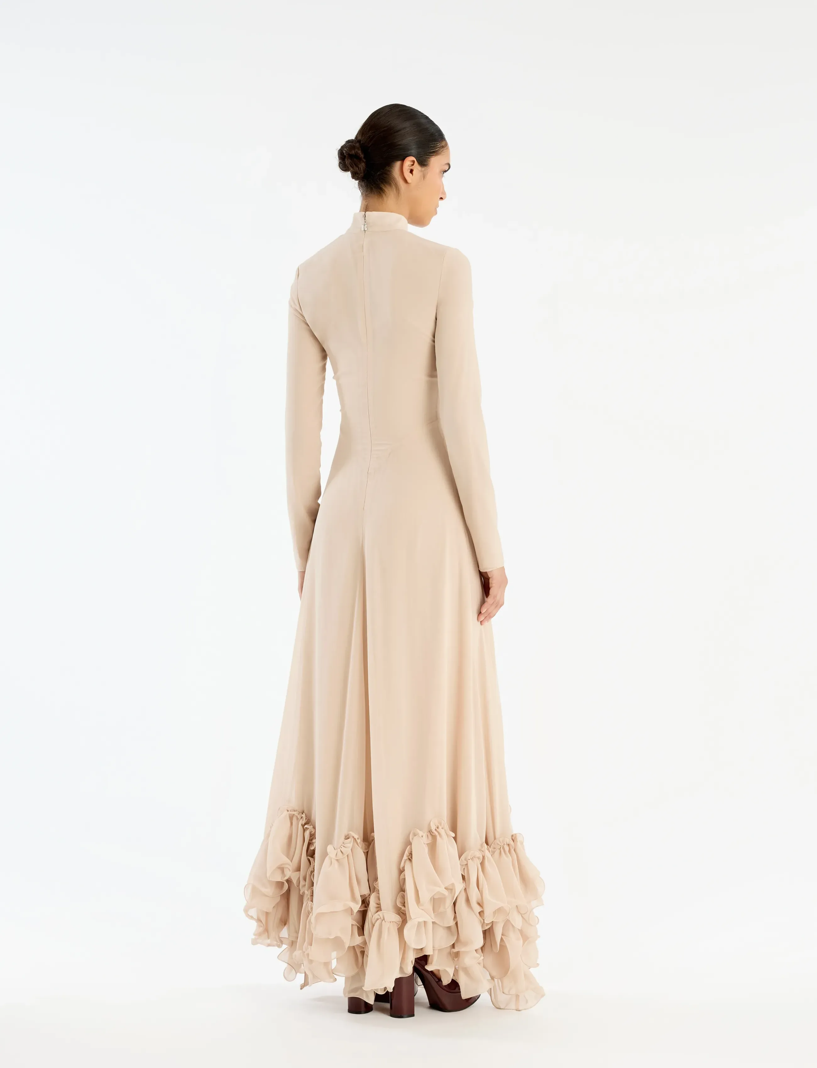 ROTATE - CHIFFON MAXI RUFFLE DRESS - abendkleider - nougat - 3