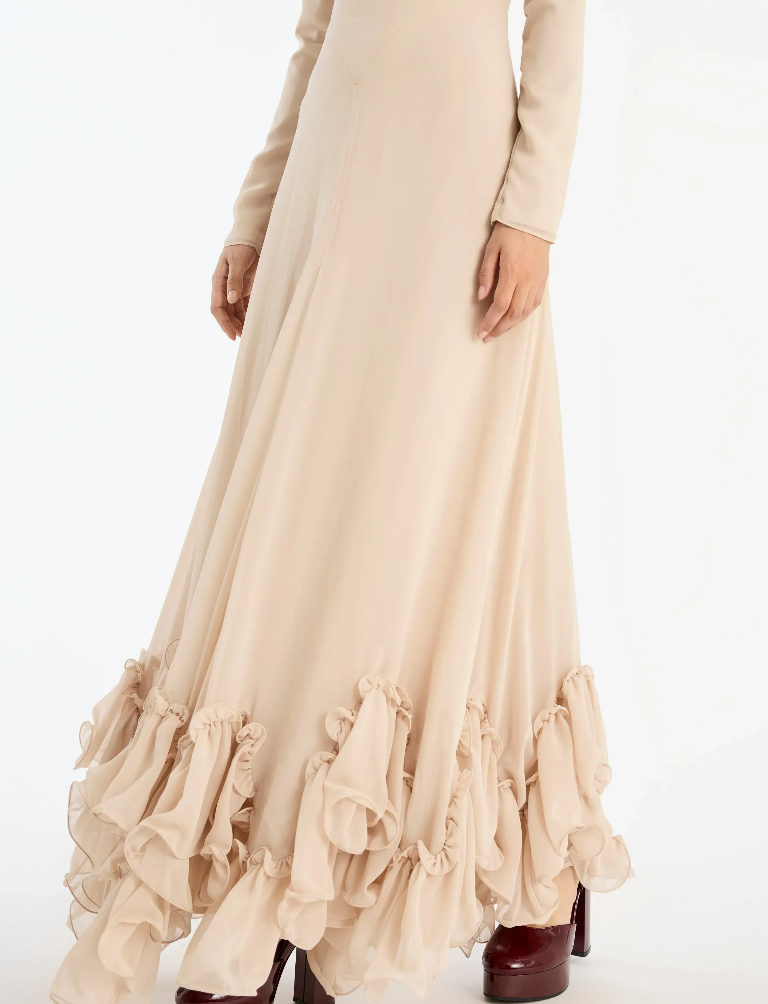 ROTATE - CHIFFON MAXI RUFFLE DRESS - abendkleider - nougat - 4
