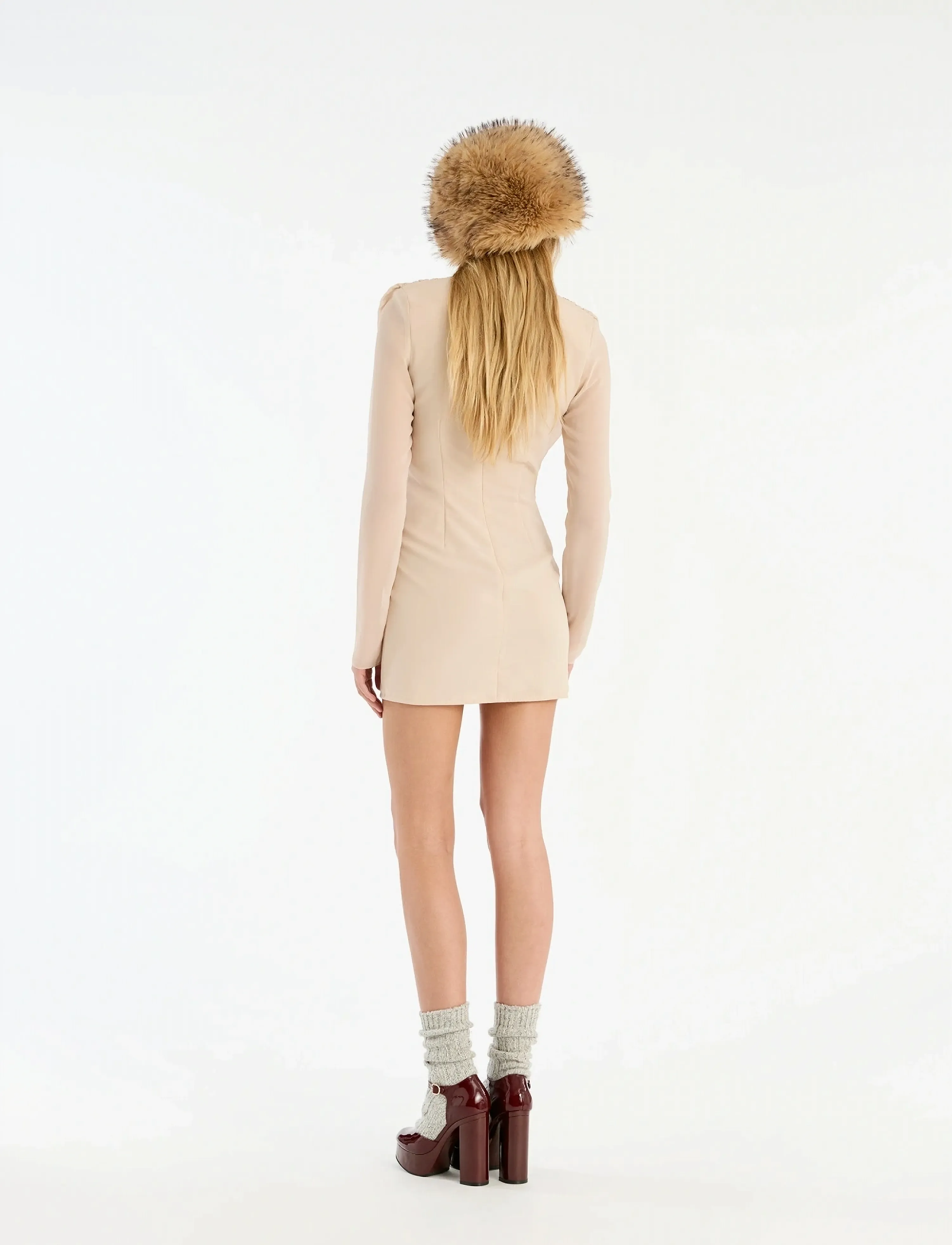 ROTATE - CHIFFON LS MINI DRESS - cocktailkjoler - nougat - 3