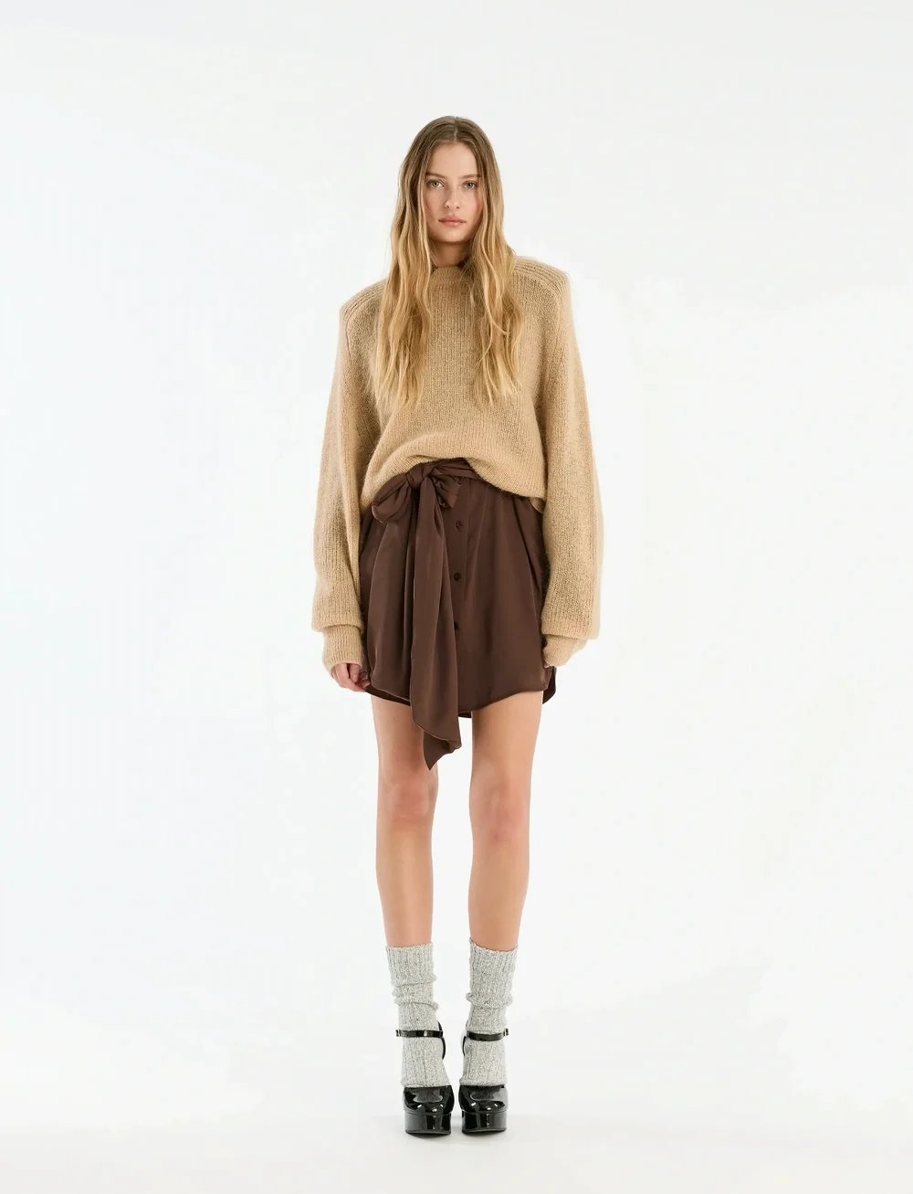 ROTATE Birger Christensen - LIGHT KNIT LOGO SWEATER - trøjer - nougat - 0