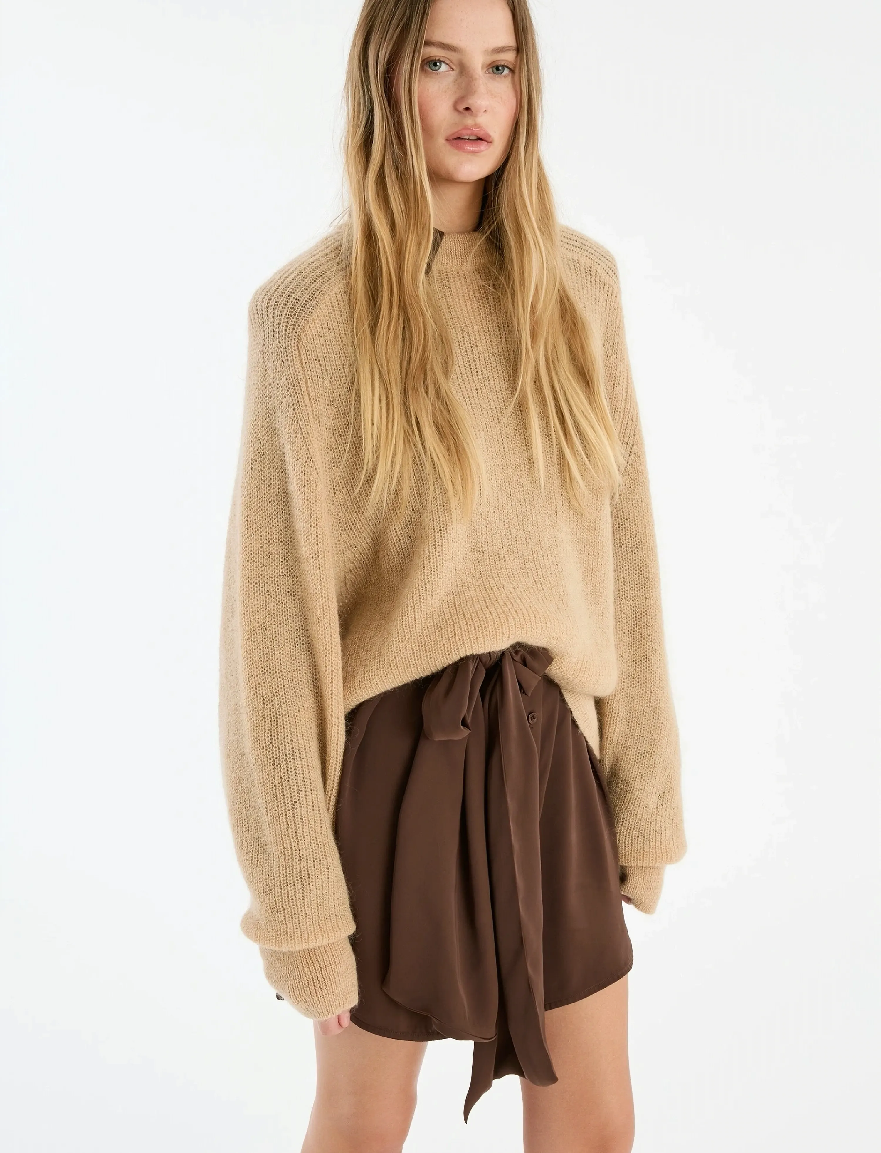 ROTATE - LIGHT KNIT LOGO SWEATER - nougat - 4