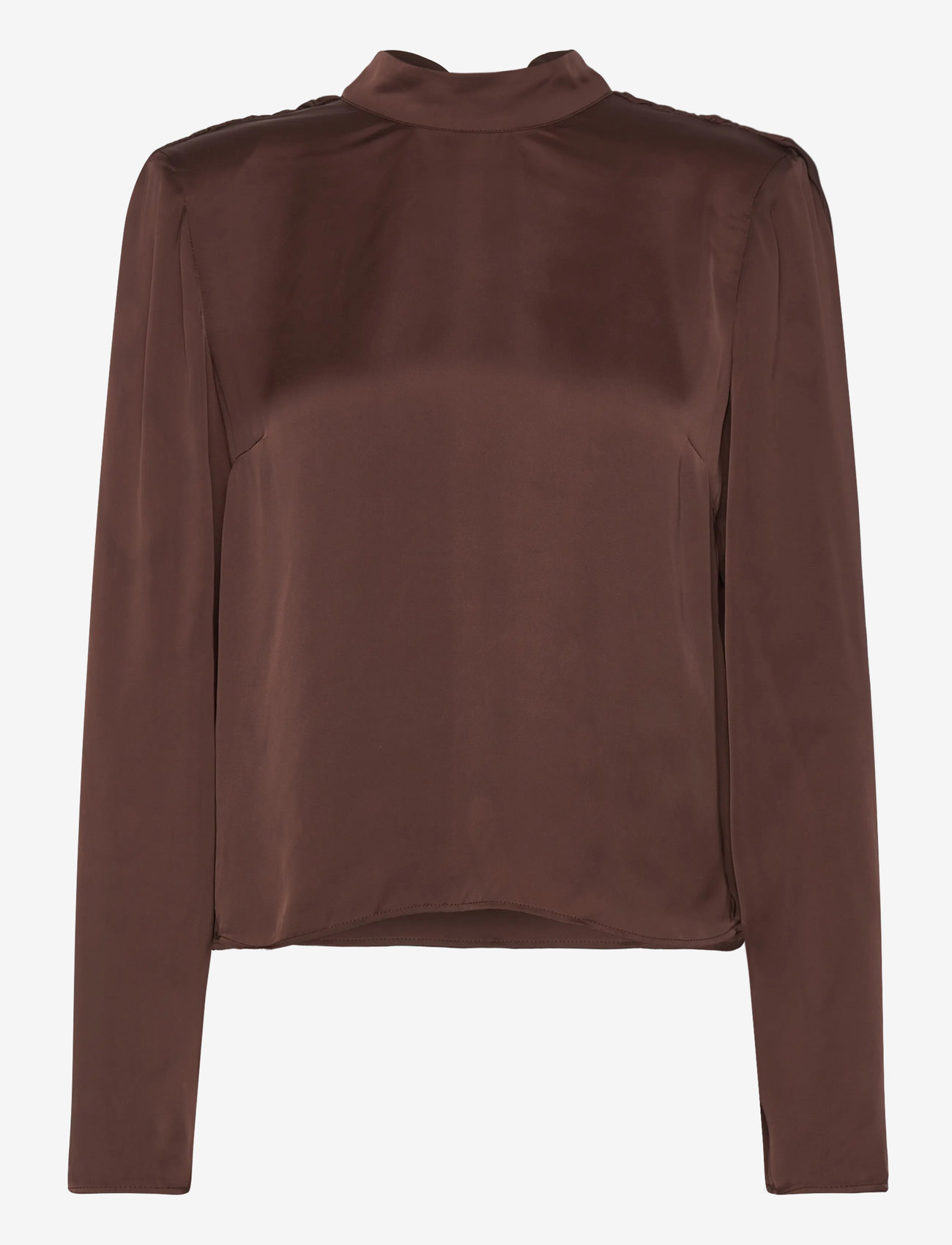 ROTATE Birger Christensen - SATIN DRAPY BACK TOP - langærmede bluser - chicory coffee - 1