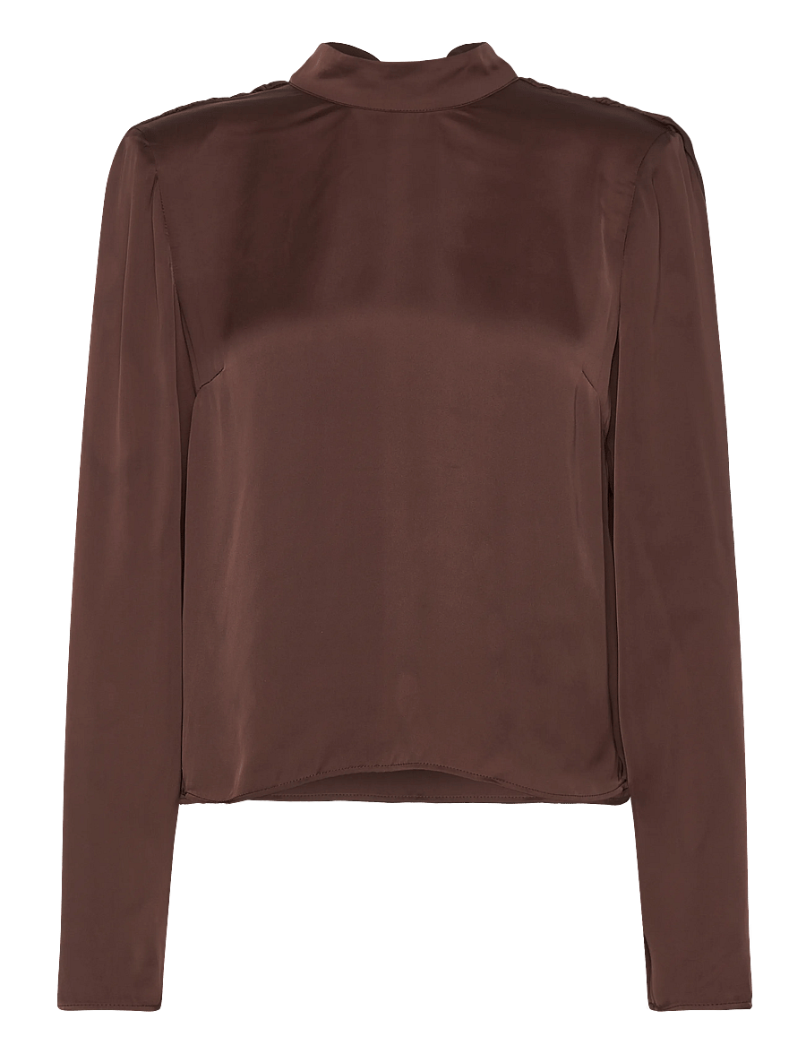 ROTATE - SATIN DRAPY BACK TOP - blouses à manches longues - chicory coffee - 1