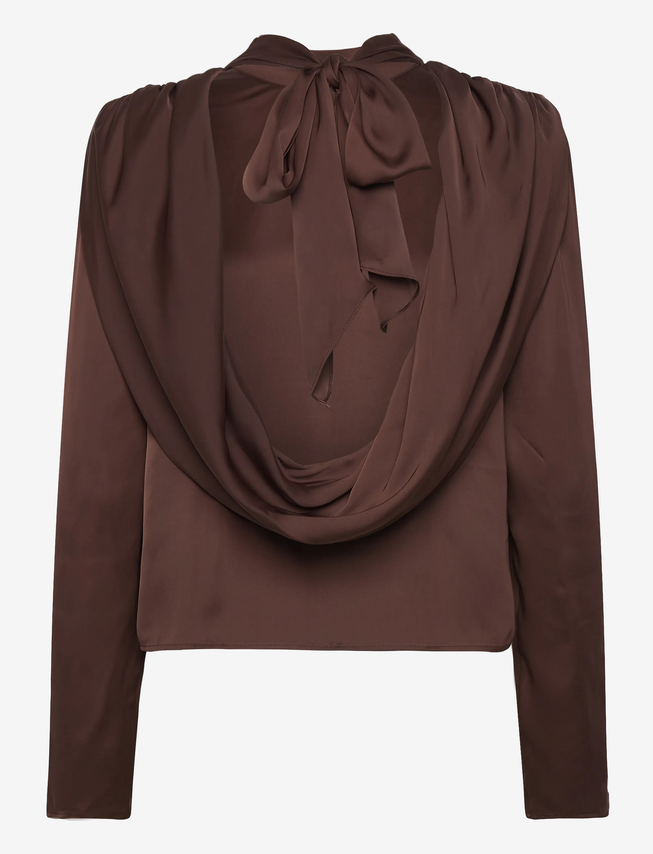 ROTATE Birger Christensen - SATIN DRAPY BACK TOP - langærmede bluser - chicory coffee - 2