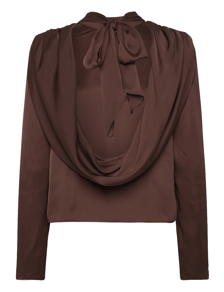 ROTATE - SATIN DRAPY BACK TOP - blouses à manches longues - chicory coffee - 2