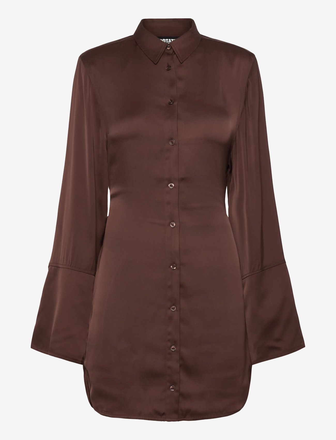 ROTATE Birger Christensen - SATIN TIE SHIRT DRESS - denimskjorter - chicory coffee - 2
