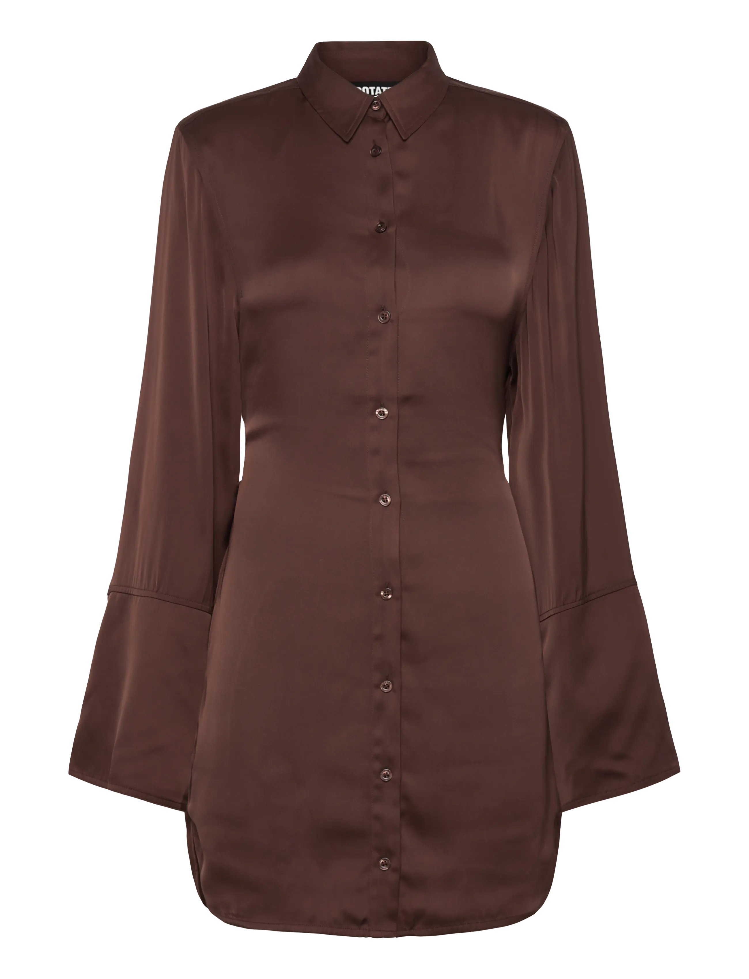 ROTATE - SATIN TIE SHIRT DRESS - jeanshemden - chicory coffee - 2