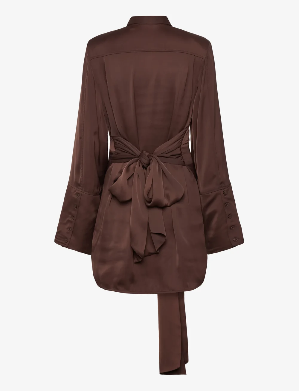 ROTATE Birger Christensen - SATIN TIE SHIRT DRESS - denim shirts - chicory coffee - 3