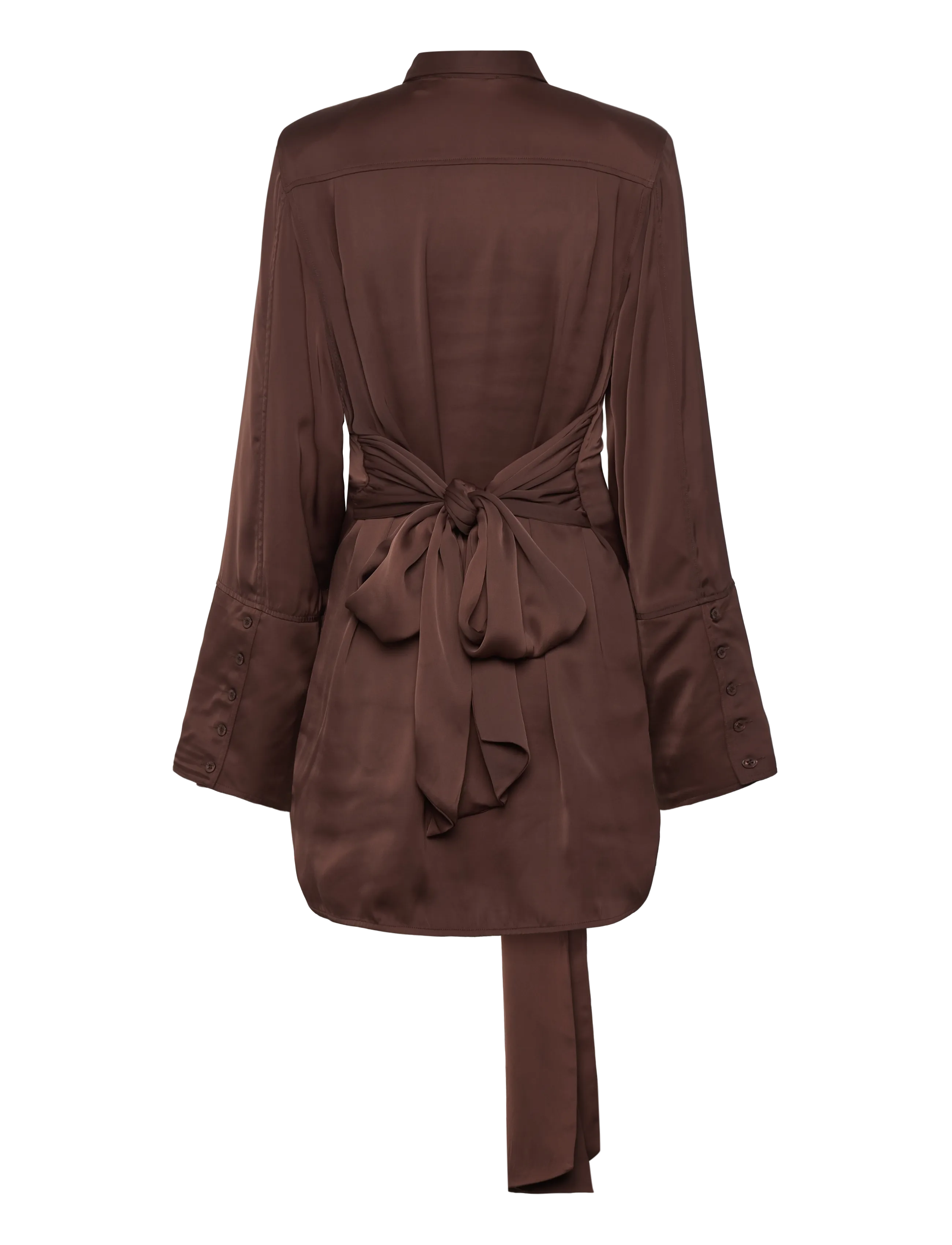 ROTATE - SATIN TIE SHIRT DRESS - jeanshemden - chicory coffee - 3