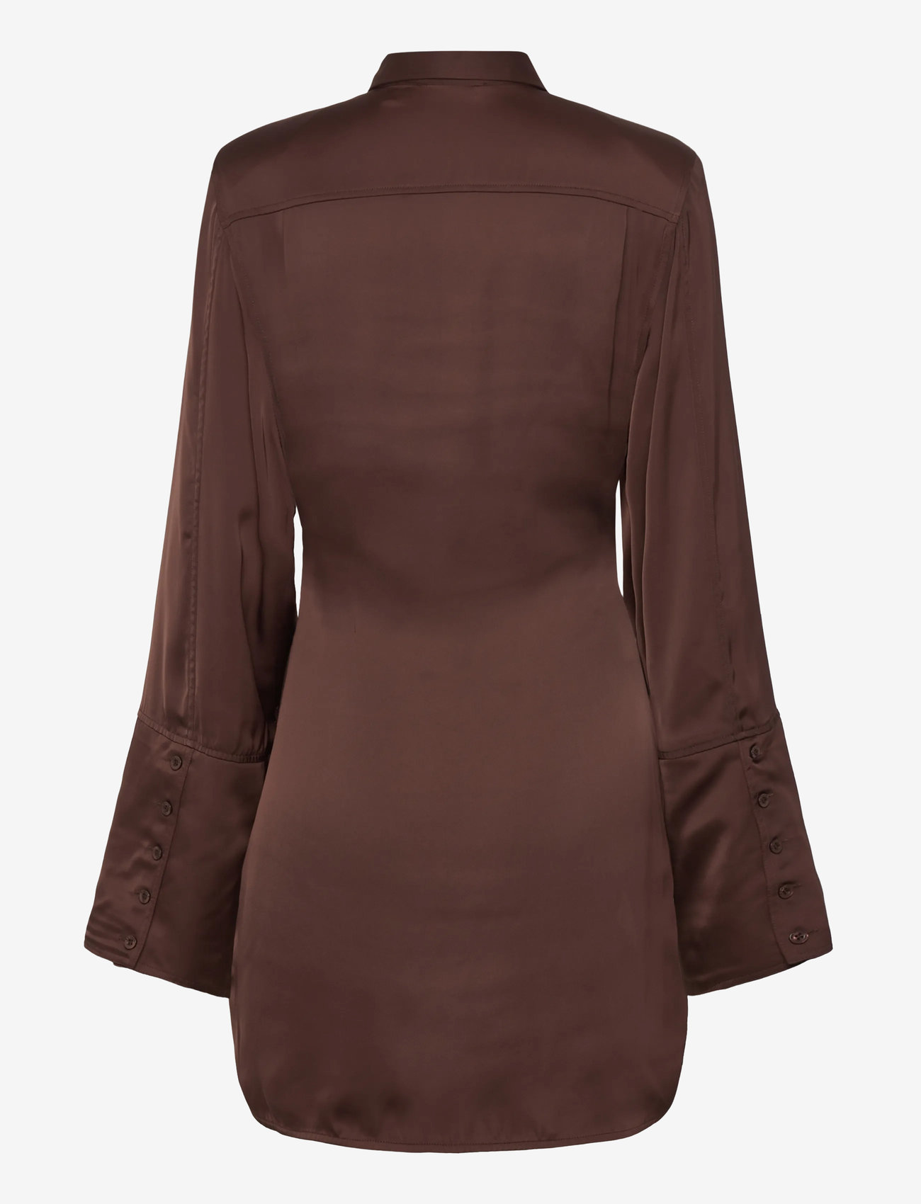 ROTATE Birger Christensen - SATIN TIE SHIRT DRESS - denimskjorter - chicory coffee - 4