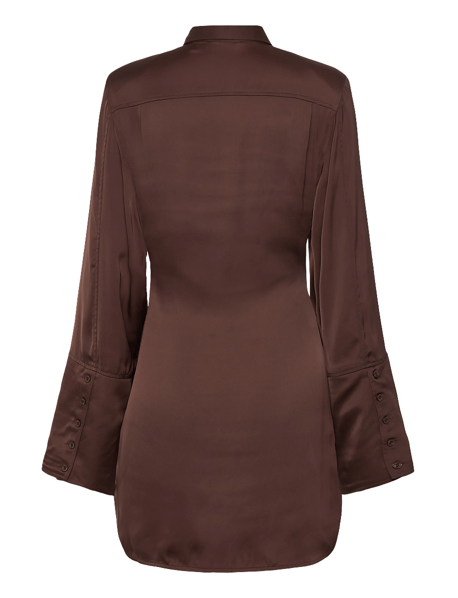 ROTATE - SATIN TIE SHIRT DRESS - jeanshemden - chicory coffee - 4