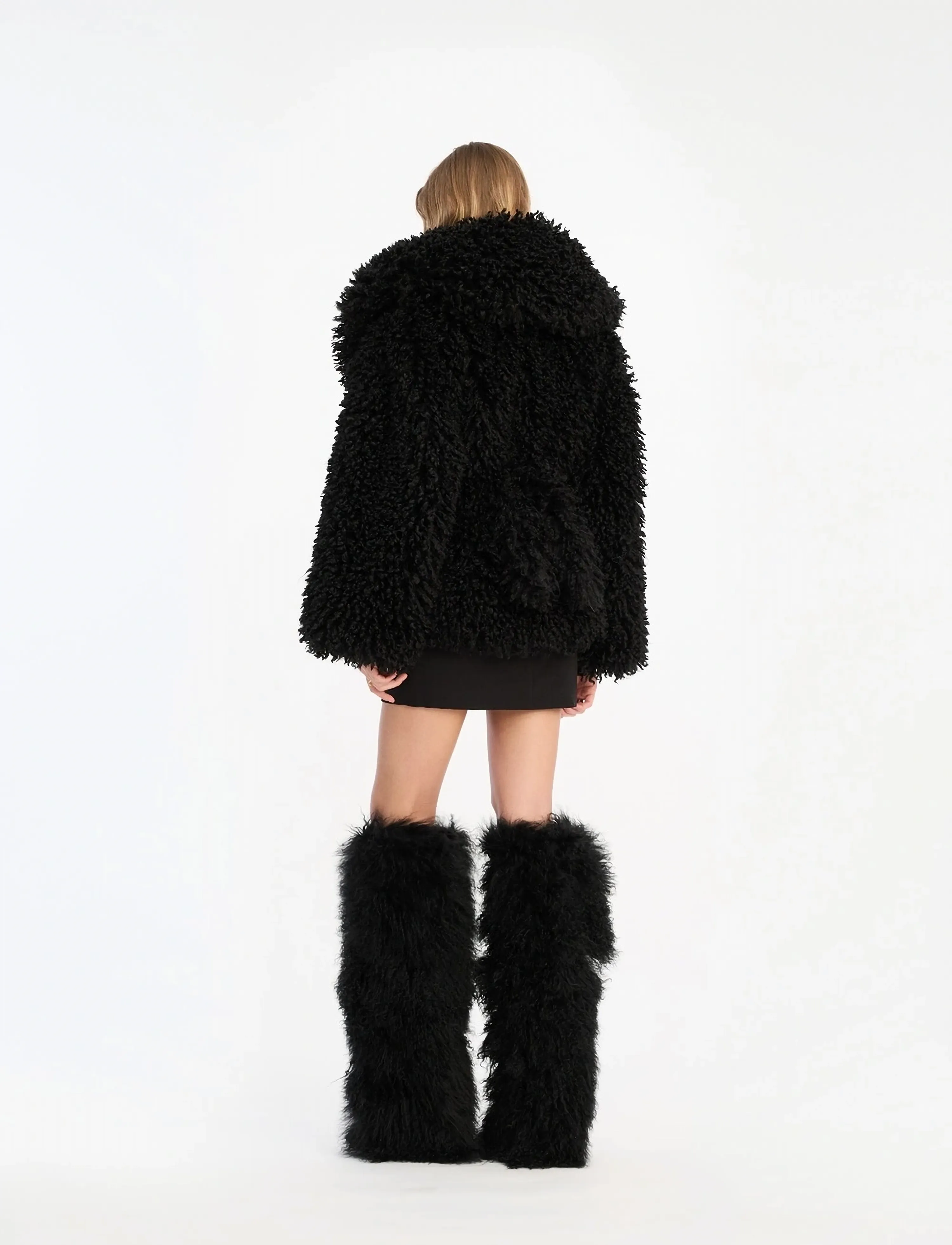 ROTATE - FAUX FUR BELTED JACKET - jakid ja mantlid - black - 3