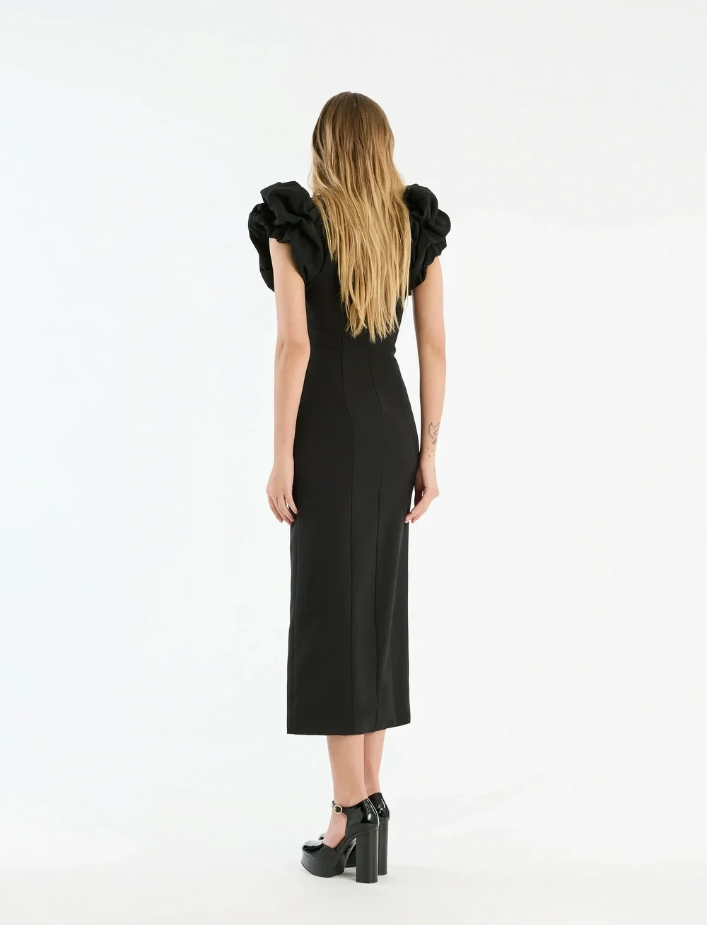 ROTATE Birger Christensen - CREPE PUFFY MIDI DRESS - cocktail dresses - black - 3