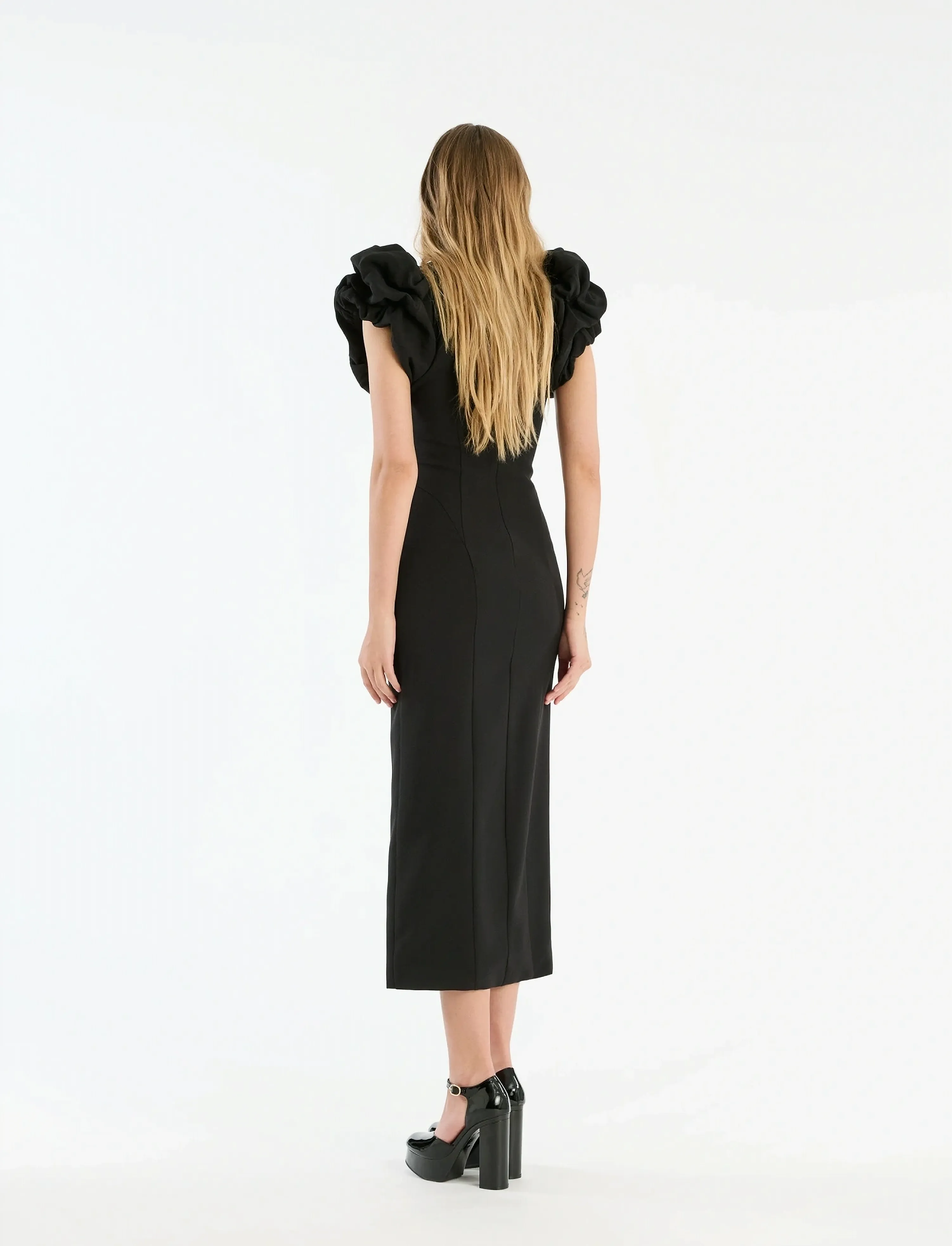 ROTATE - CREPE PUFFY MIDI DRESS - abendkleider - black - 3