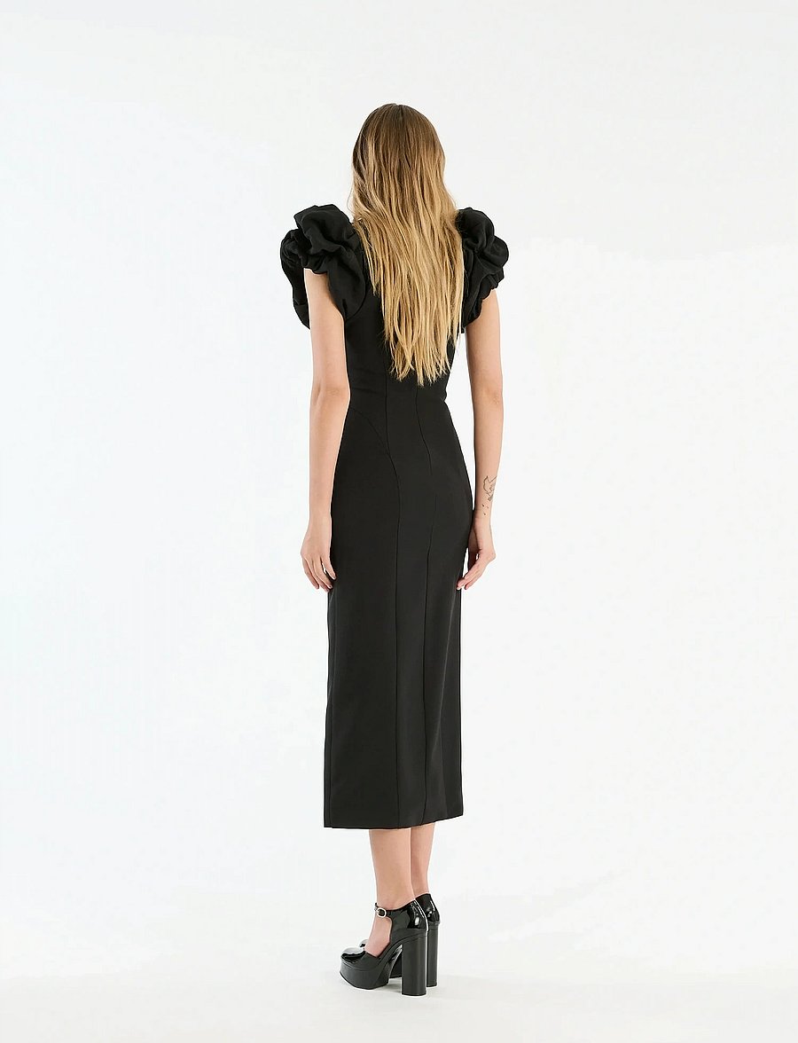 ROTATE - CREPE PUFFY MIDI DRESS - abendkleider - black - 3
