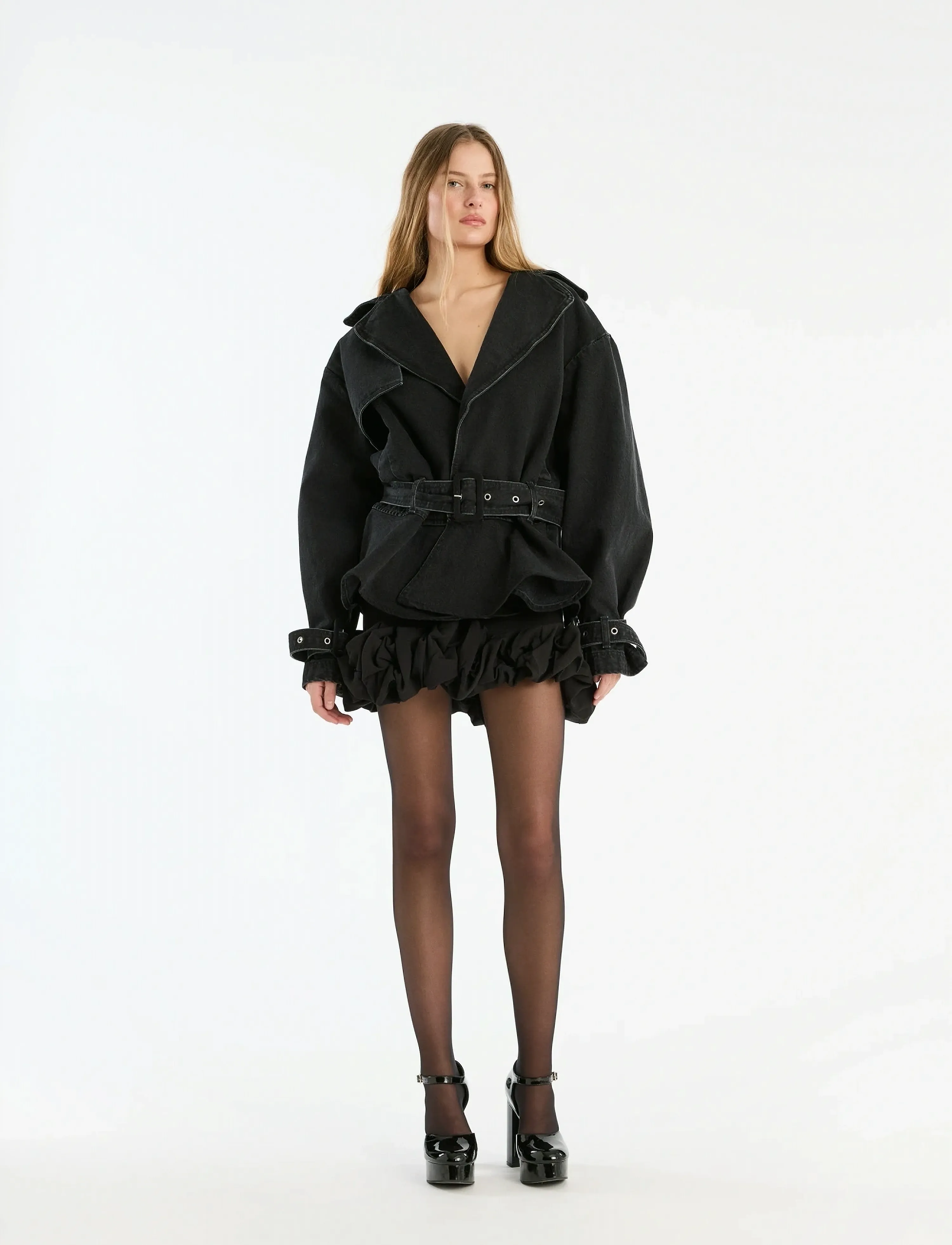 ROTATE Crepe Mini Skirt, Kvinder, Flæse Mini Nederdel, Sort, Str: 42
