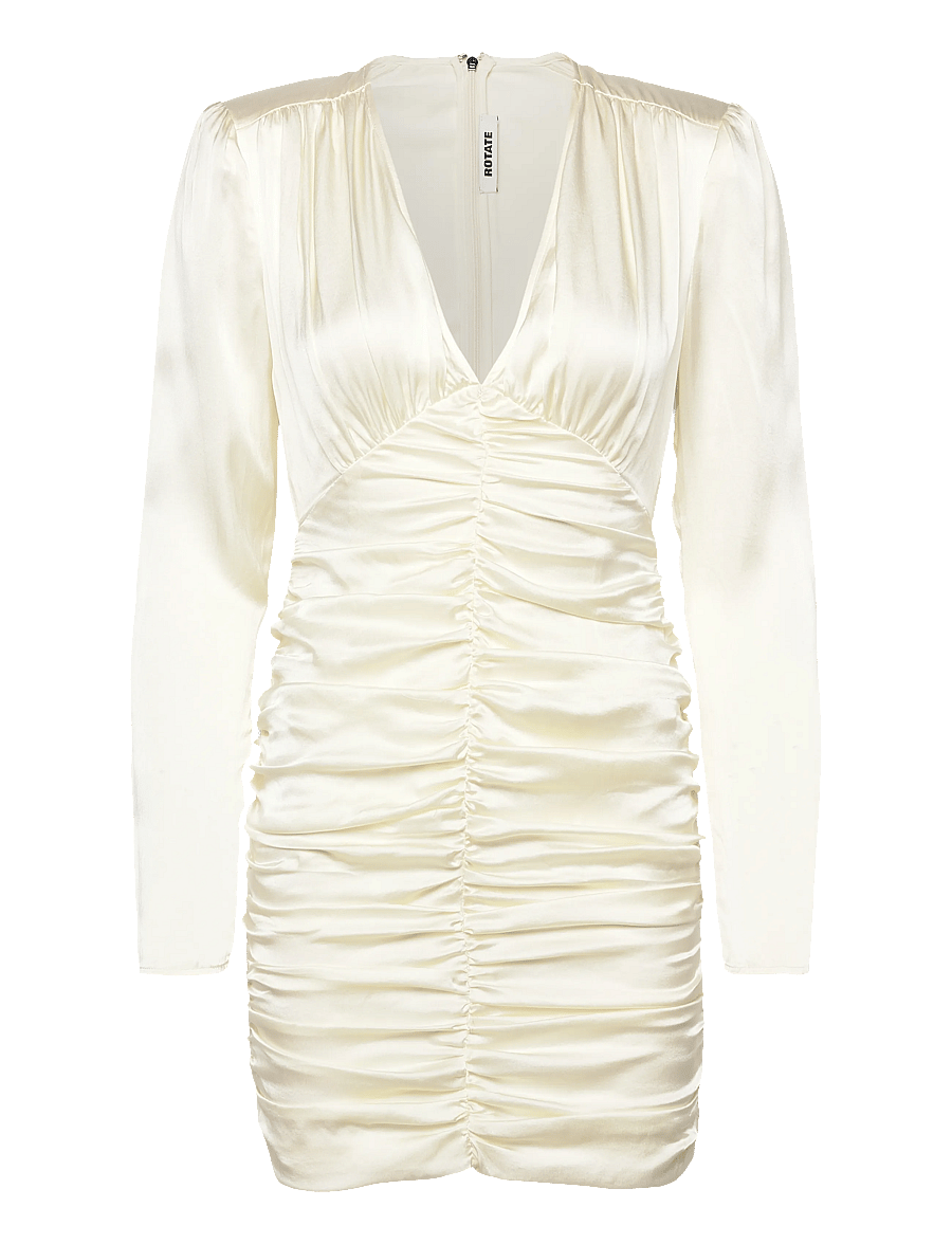 ROTATE - SATIN MINI GATHERED DRESS - egret - 0