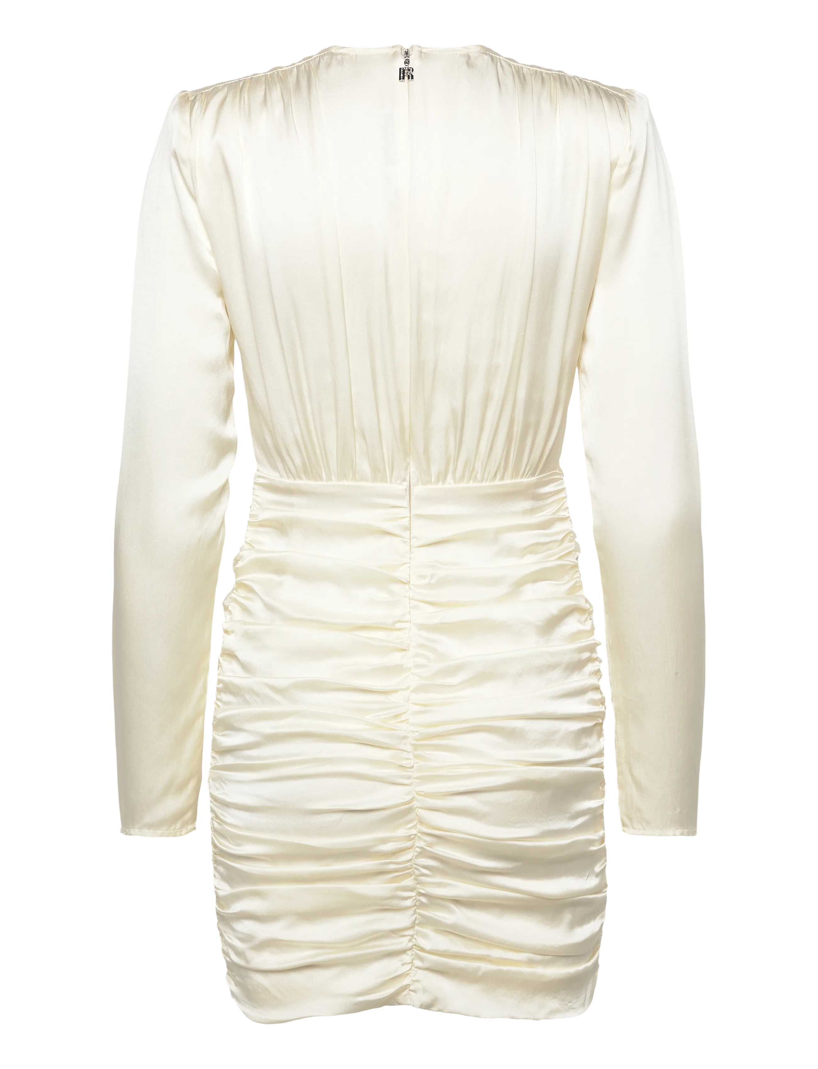 ROTATE - SATIN MINI GATHERED DRESS - egret - 1