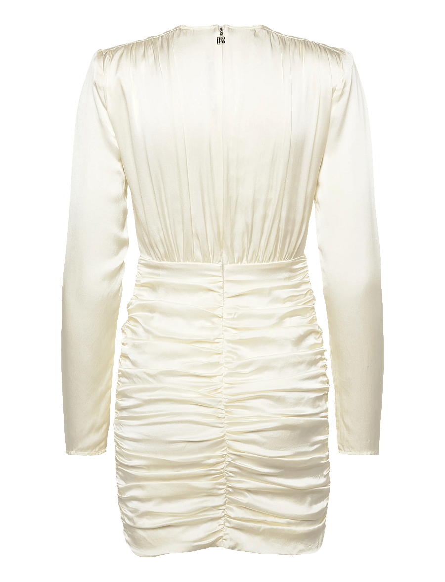 ROTATE - SATIN MINI GATHERED DRESS - egret - 1