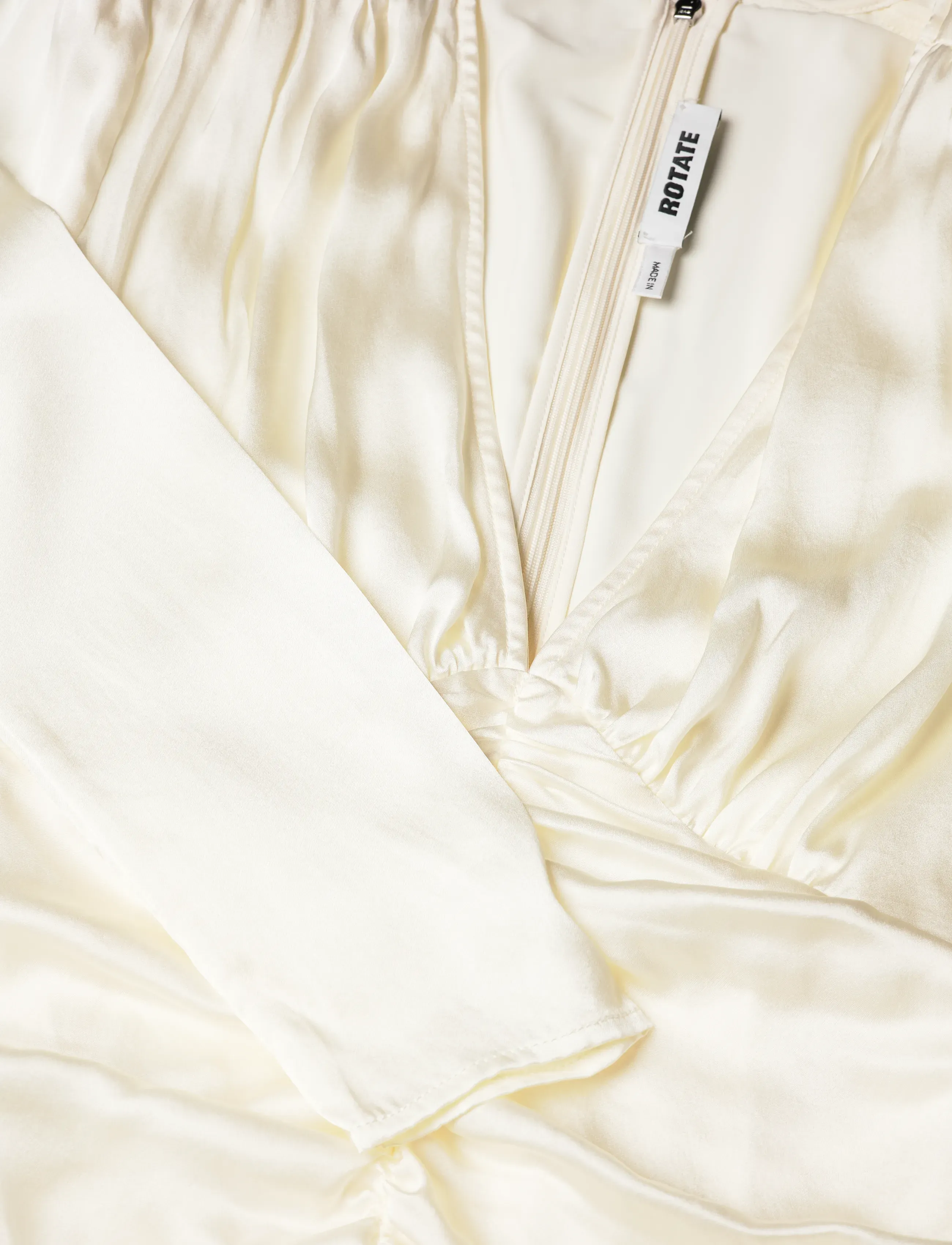 ROTATE - SATIN MINI GATHERED DRESS - egret - 2
