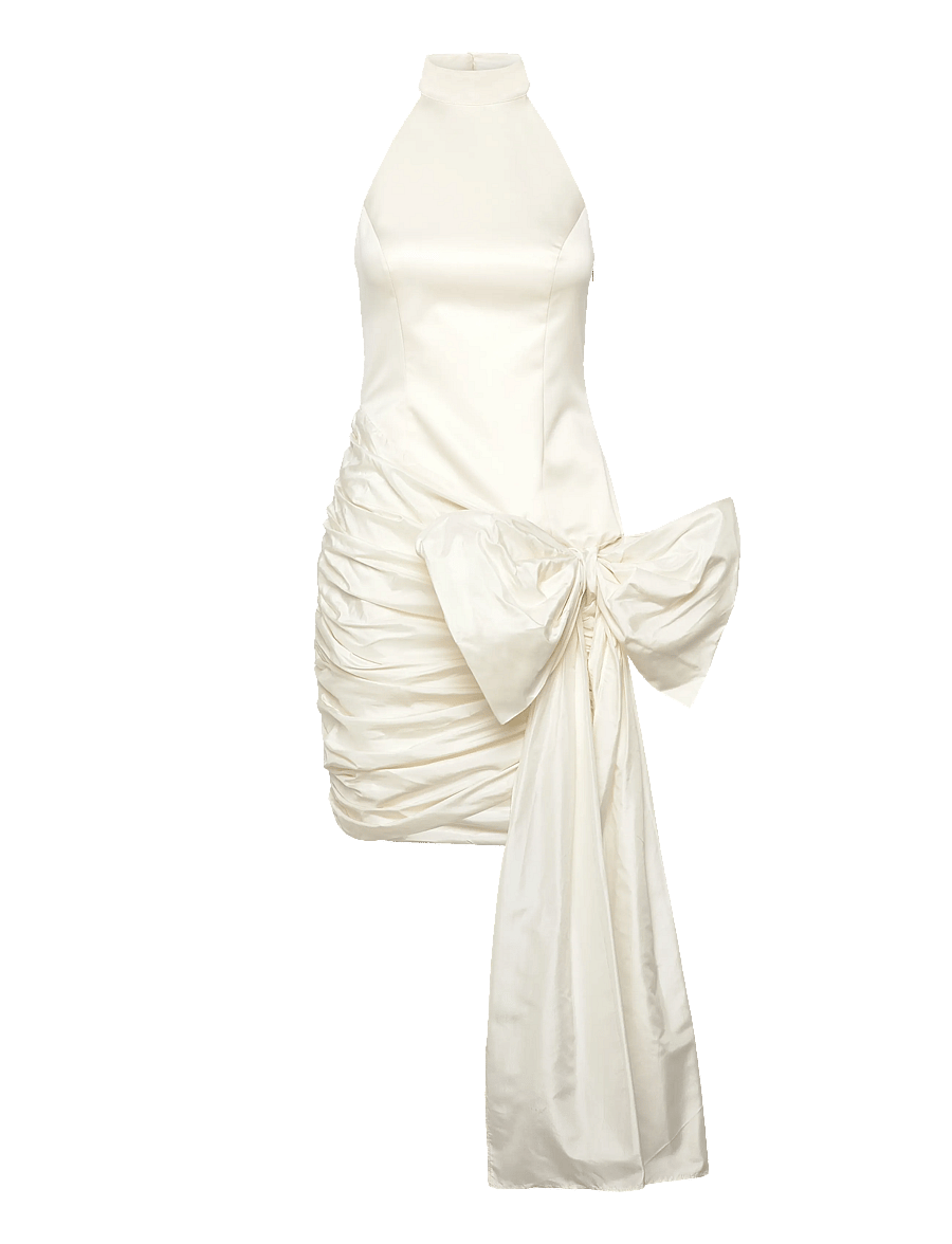 ROTATE - SATIN BOW DRESS - kokteilikleidid - egret - 0