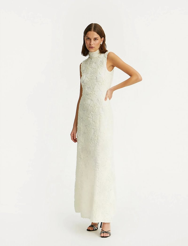 ROTATE Birger Christensen - FLOWER MESH MAXI DRESS - aftenkjoler - egret - 0