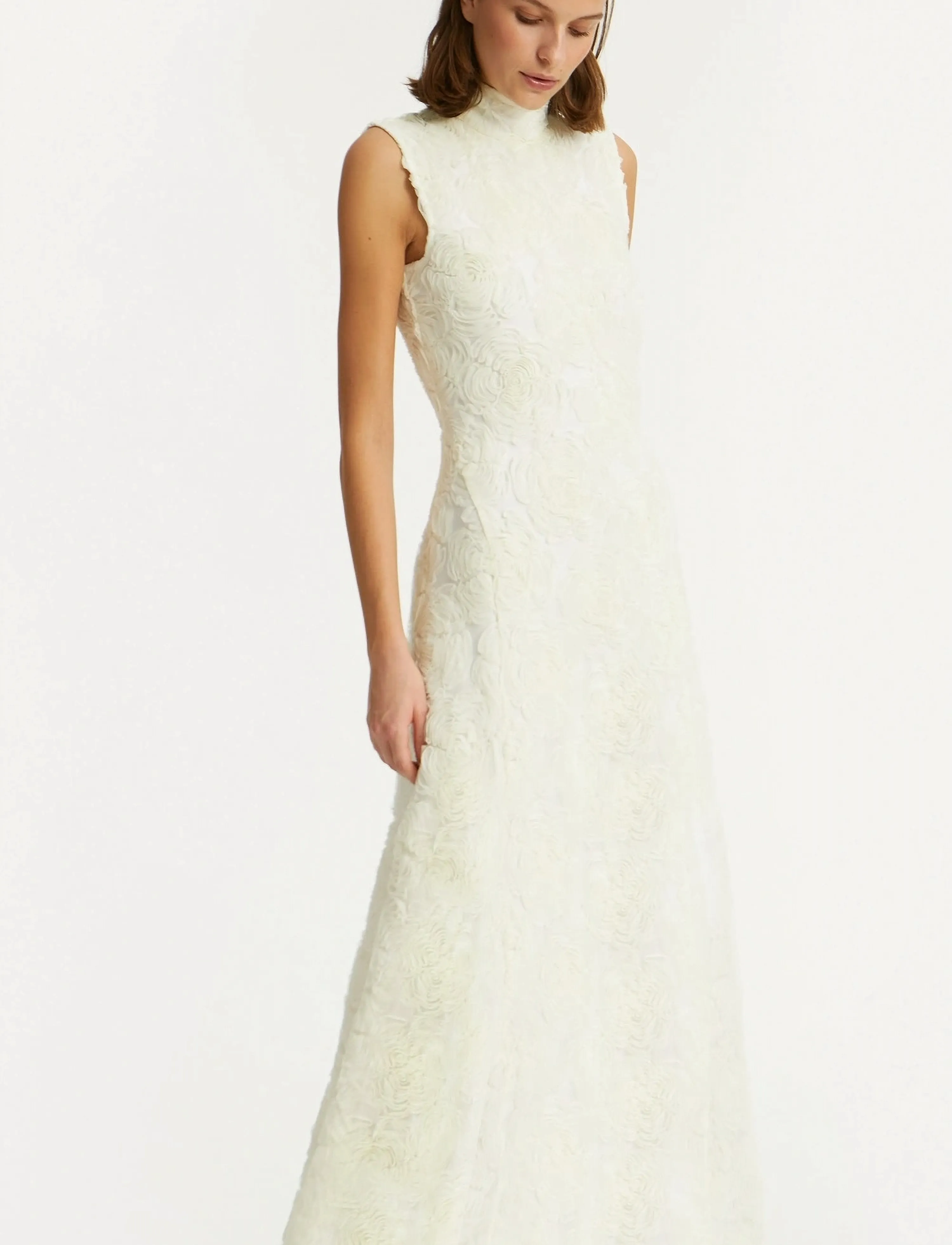 ROTATE - FLOWER MESH MAXI DRESS - særlige begivenheder - egret - 5