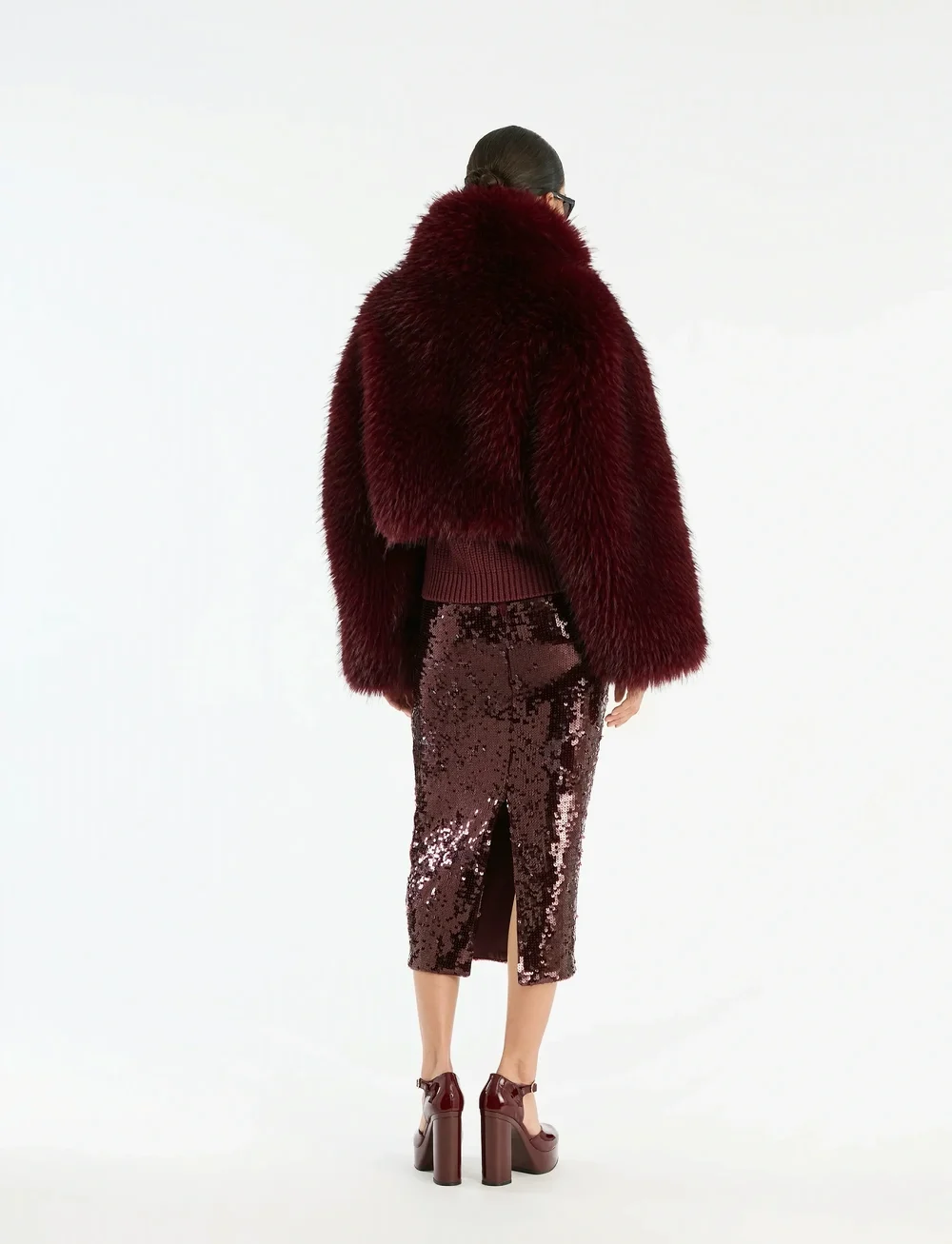 ROTATE Birger Christensen - FAUX FUR CROP JACKET - fake fur - zinfandel - 3