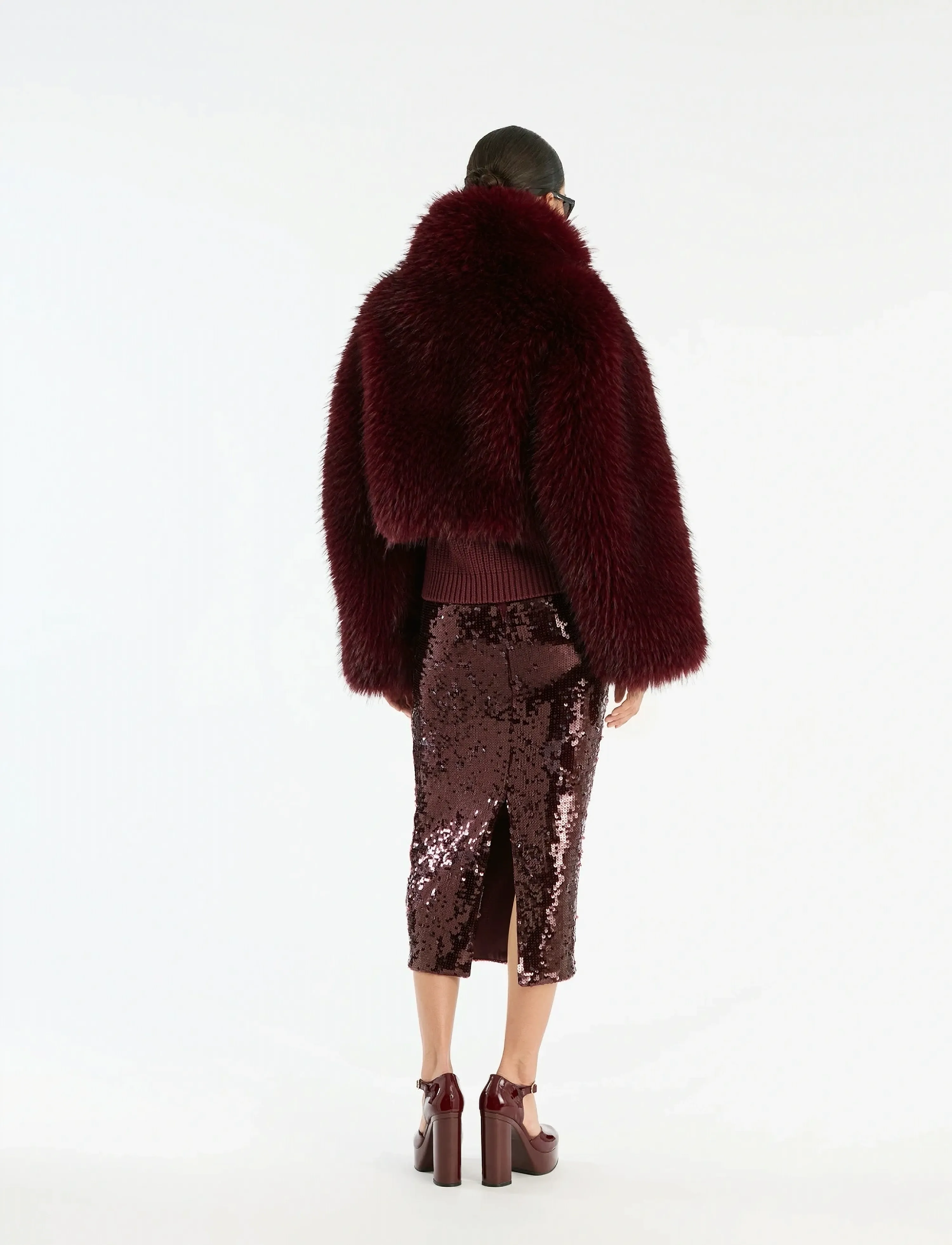 ROTATE - FAUX FUR CROP JACKET - fuskepels - zinfandel - 3