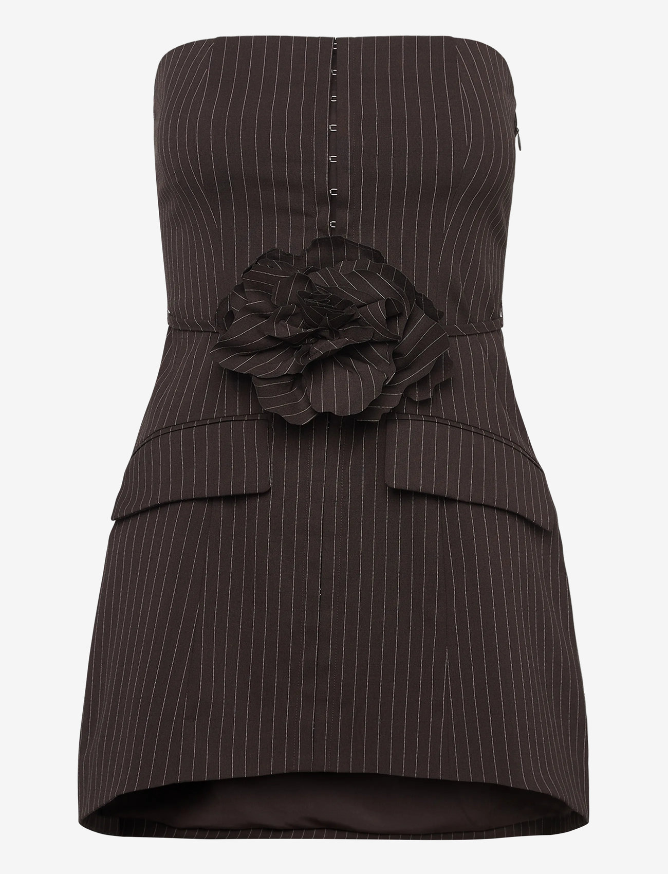ROTATE Birger Christensen - PINSTRIPE BELTED LONG TOP - festkjoler - chicory coffee comb. - 1