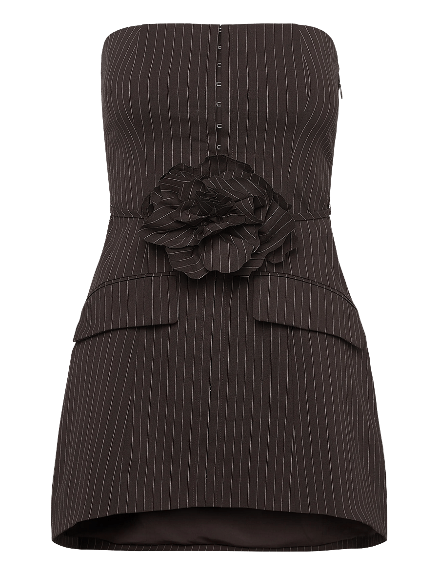 ROTATE - PINSTRIPE BELTED LONG TOP - sukienka koktajlowa - chicory coffee comb. - 1