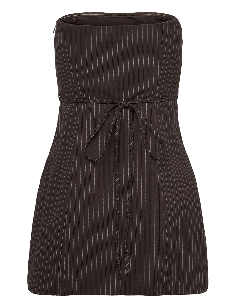 ROTATE Birger Christensen - PINSTRIPE BELTED LONG TOP - festkjoler - chicory coffee comb. - 2