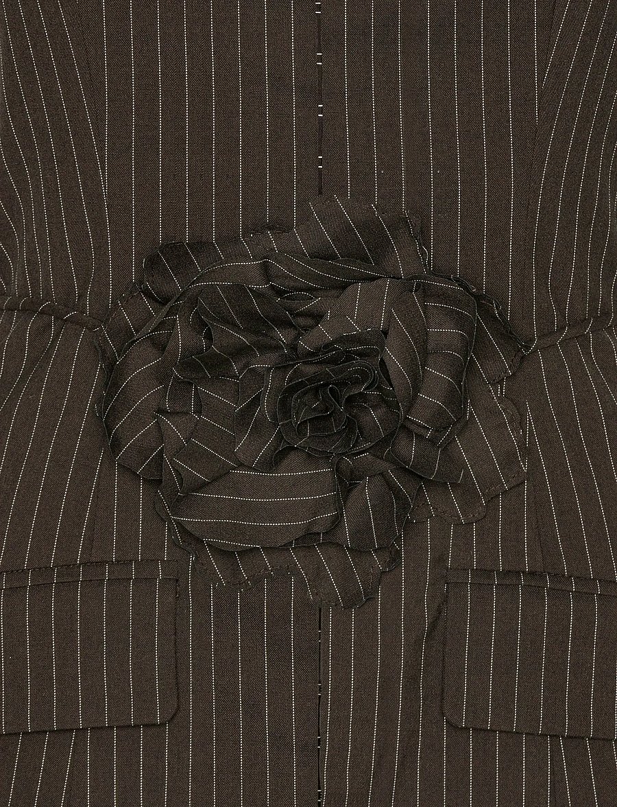 ROTATE - PINSTRIPE BELTED LONG TOP - sukienka koktajlowa - chicory coffee comb. - 4