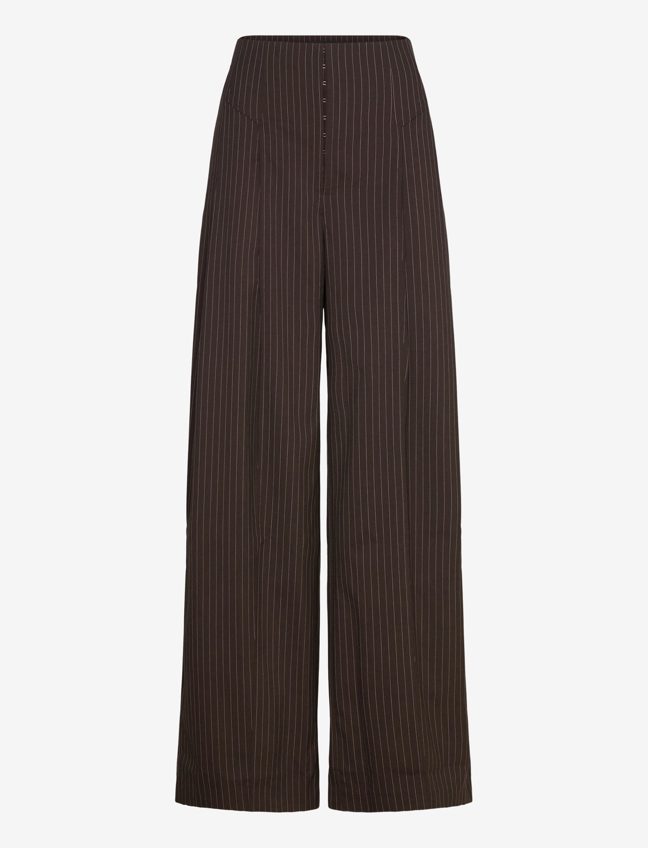 ROTATE Birger Christensen - PINSTRIPE WIDE LEG PANTS - bukser med brede ben - chicory coffee comb. - 1