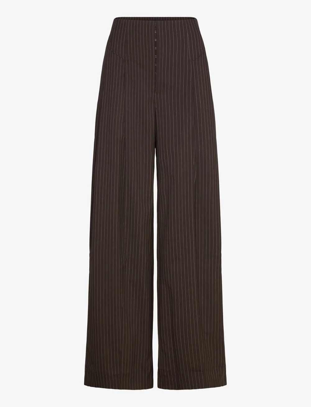 ROTATE Birger Christensen - PINSTRIPE WIDE LEG PANTS - laia säärega püksid - chicory coffee comb. - 1