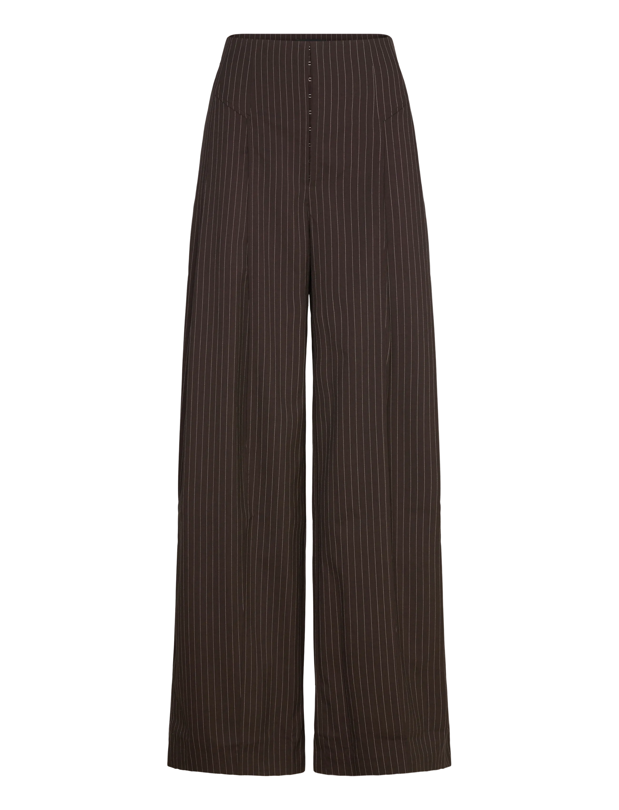 ROTATE PINSTRIPE WIDE LEG PANTS - Tøj - CHICORY COFFEE COMB. / brown