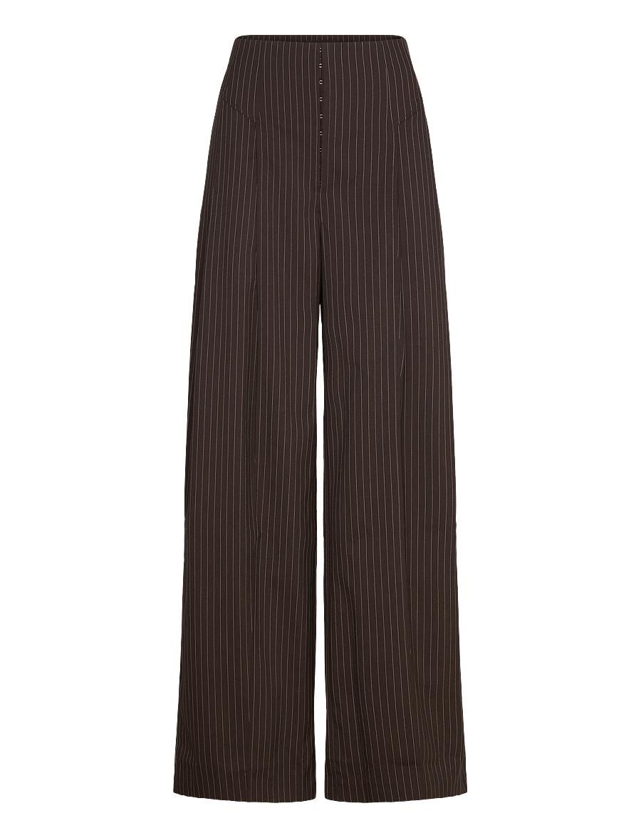 ROTATE - PINSTRIPE WIDE LEG PANTS - bukser med brede ben - chicory coffee comb. - 1