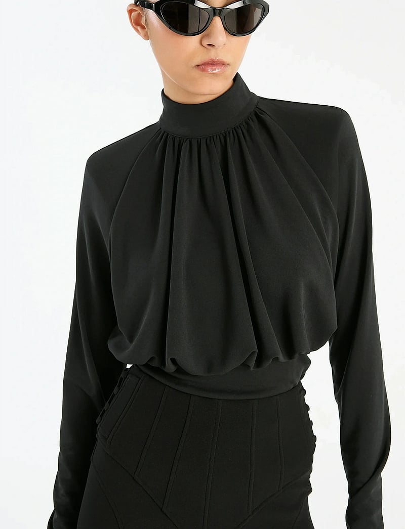 ROTATE Birger Christensen - RUCHED LS TOP - langærmede bluser - black - 4