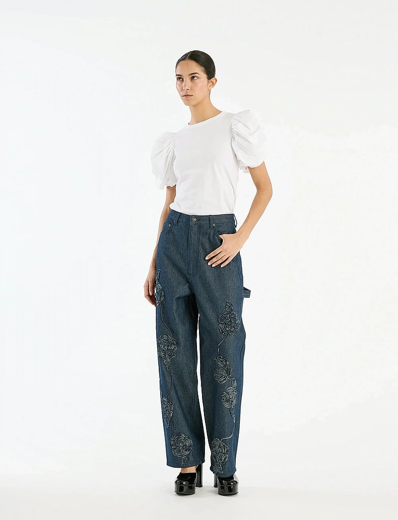 ROTATE Birger Christensen - PUFF SLEEVE T-SHIRT - t-shirts - bright white - 0