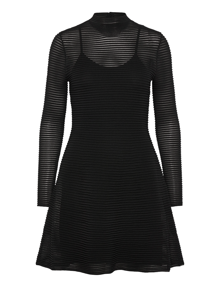 ROTATE - KNITTED FLARED MINI DRESS - festkjoler - black - 1