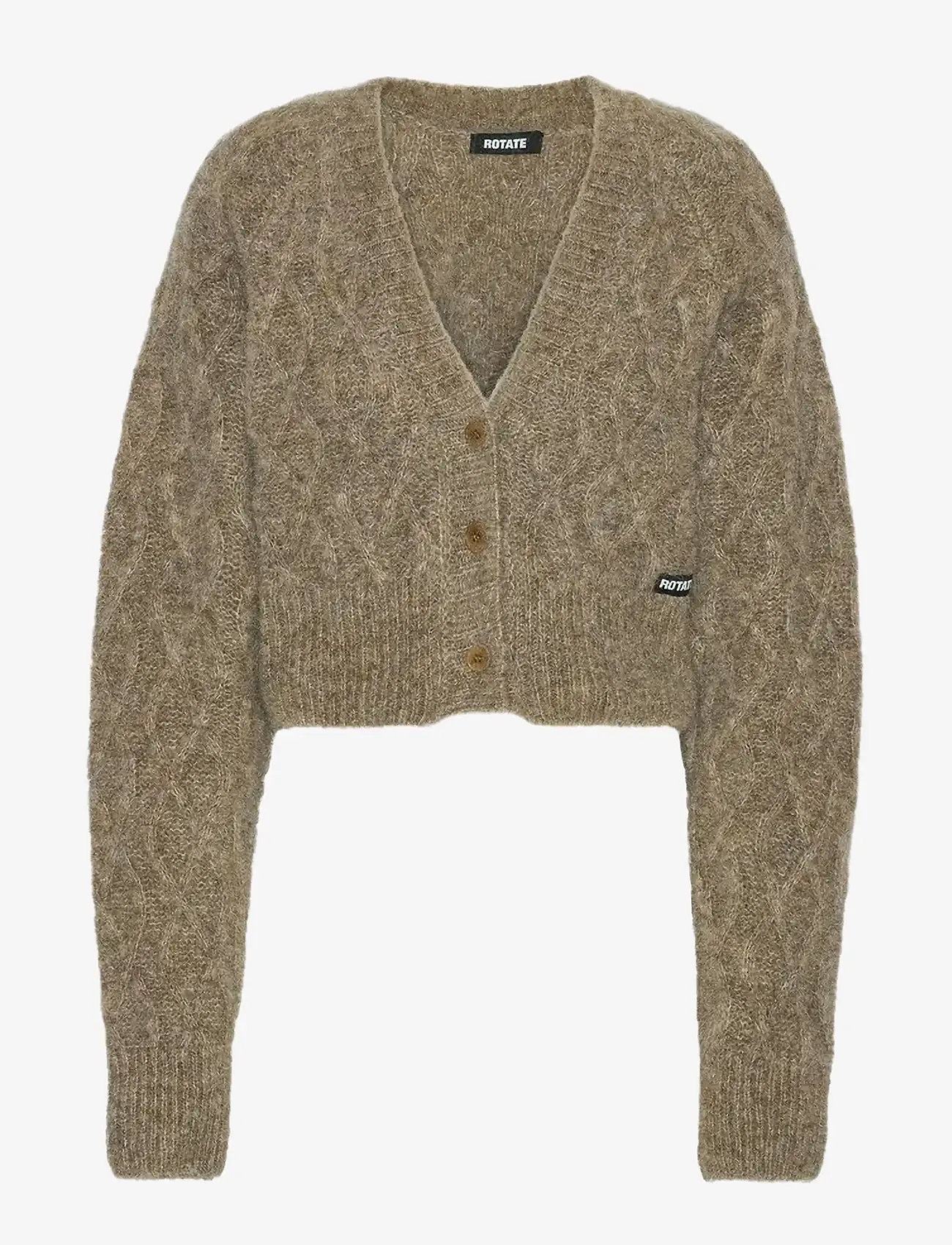 ROTATE Birger Christensen - Fluffy Knit Cardigan - koftor - pine bark - 1