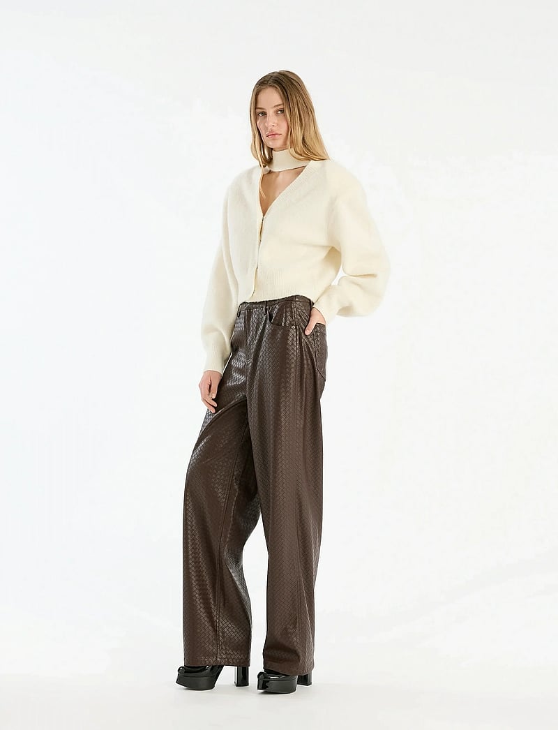 ROTATE Birger Christensen - KNIT SCARF CARDIGAN - susegamieji megztiniai - egret - 0