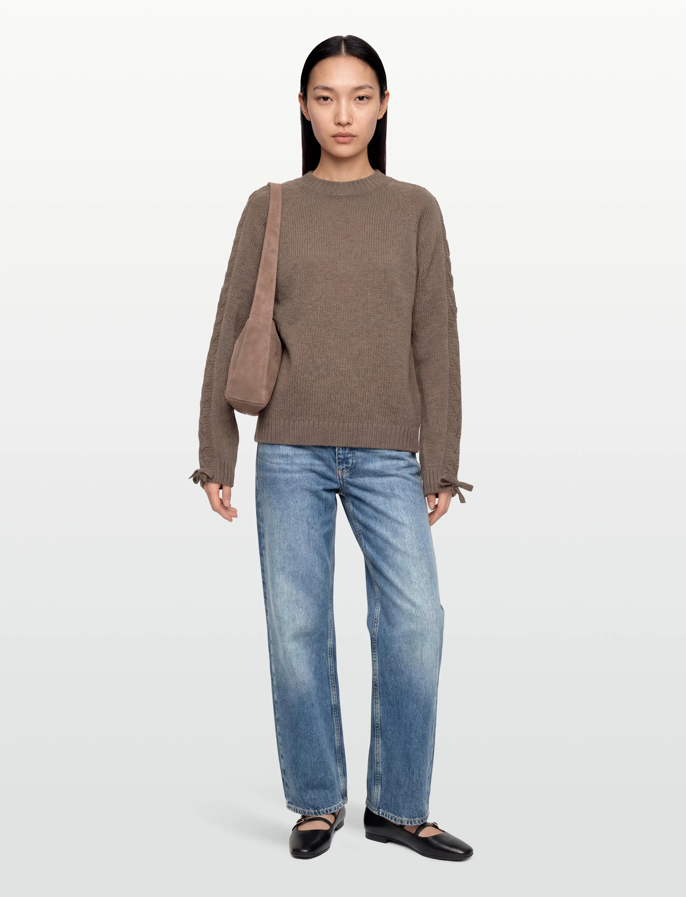 ROTATE KNIT LACING JUMPER - Strik - FOSSIL / brown
