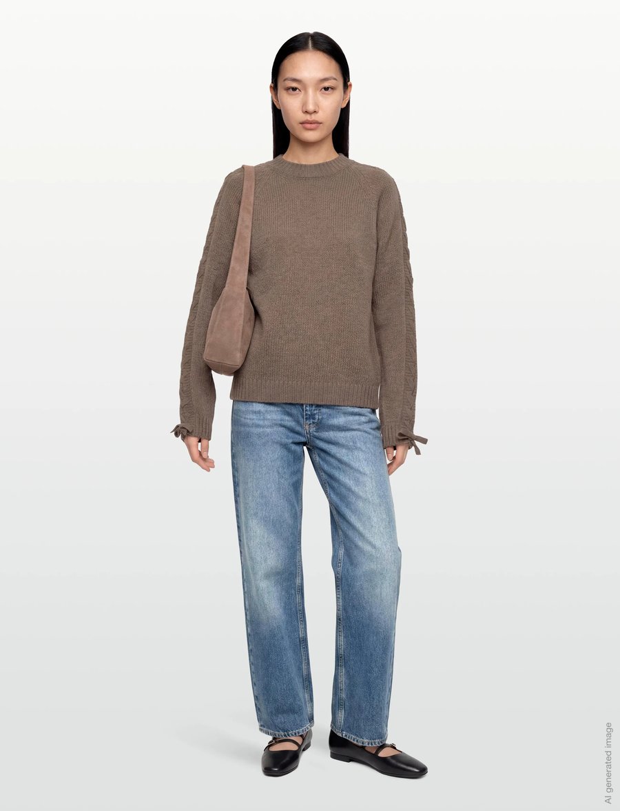 ROTATE - KNIT LACING JUMPER - kaschmir - fossil - 0