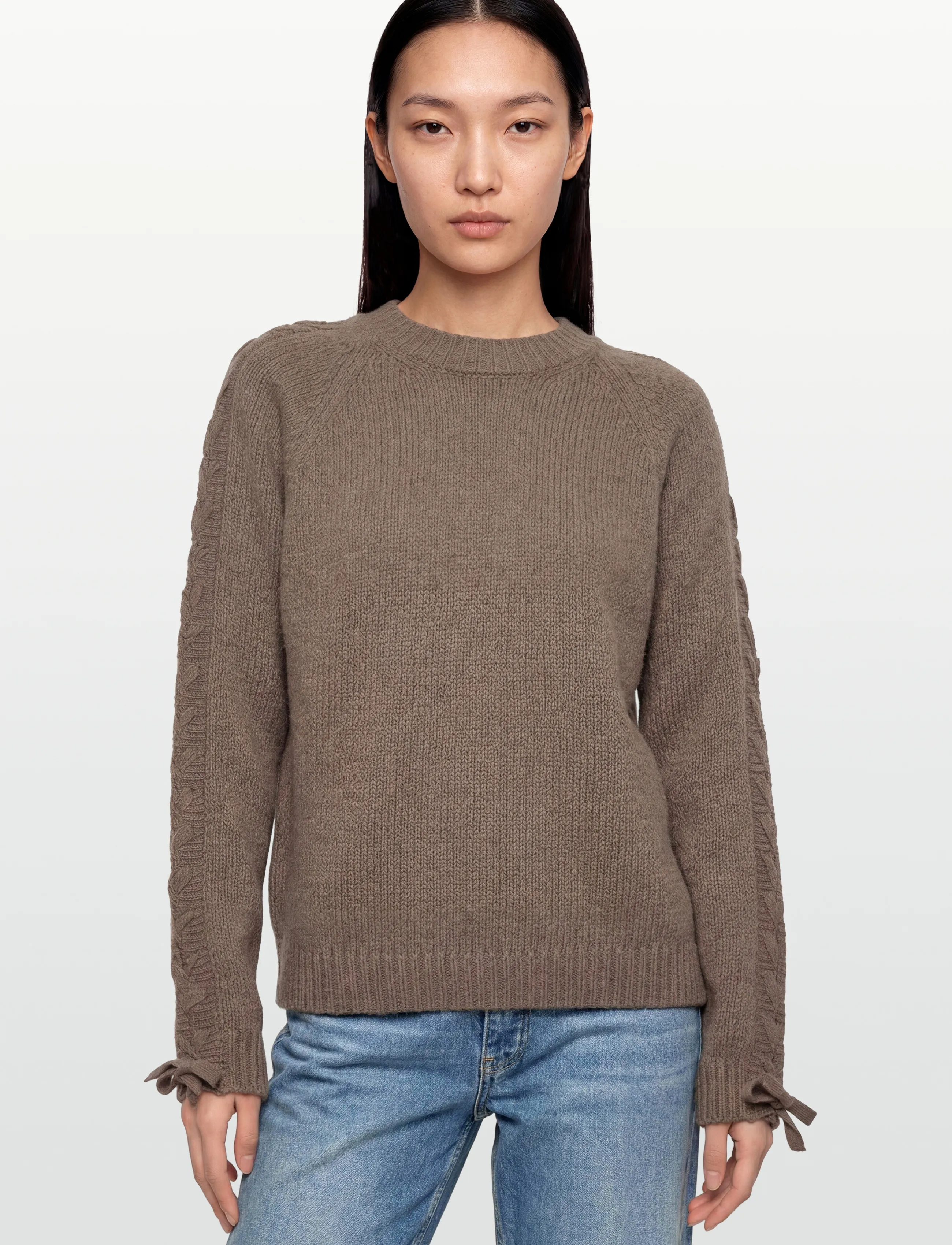 ROTATE - KNIT LACING JUMPER - kaschmir - fossil - 3